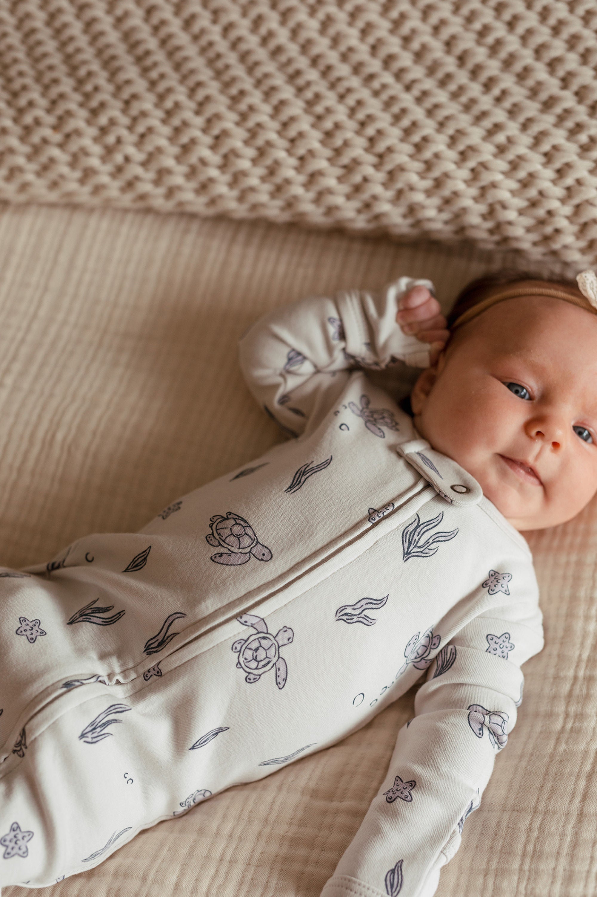 Sea Turtle - Organic Zipper Footie