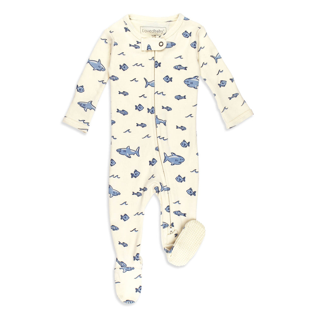 Shark - Organic Zipper Footie