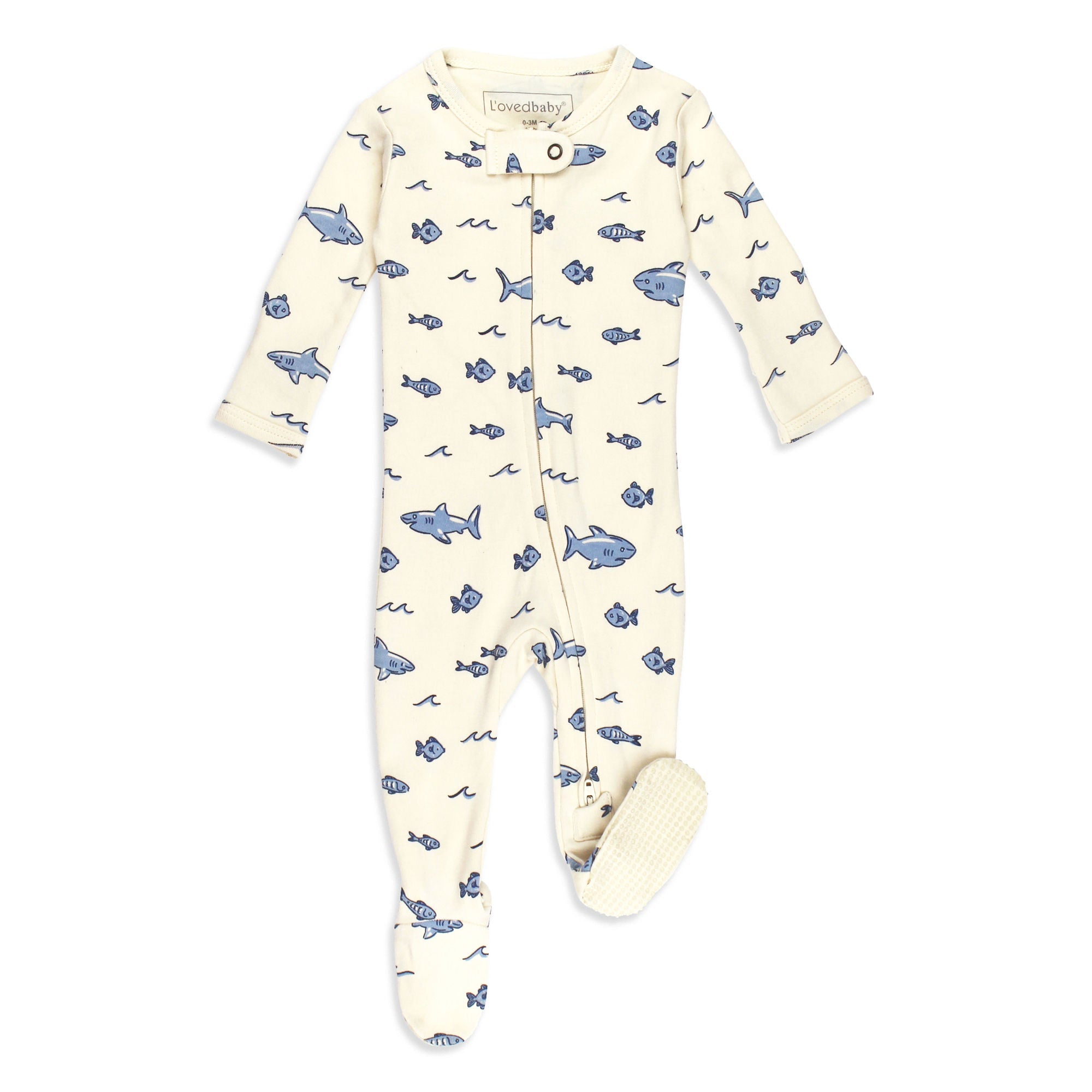 Shark - Organic Zipper Footie