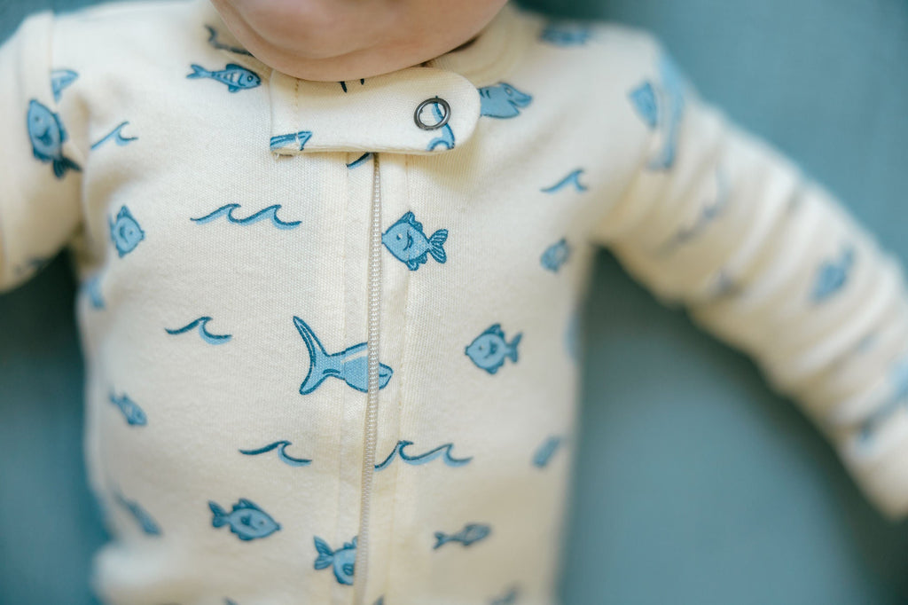 Shark - Organic Zipper Footie