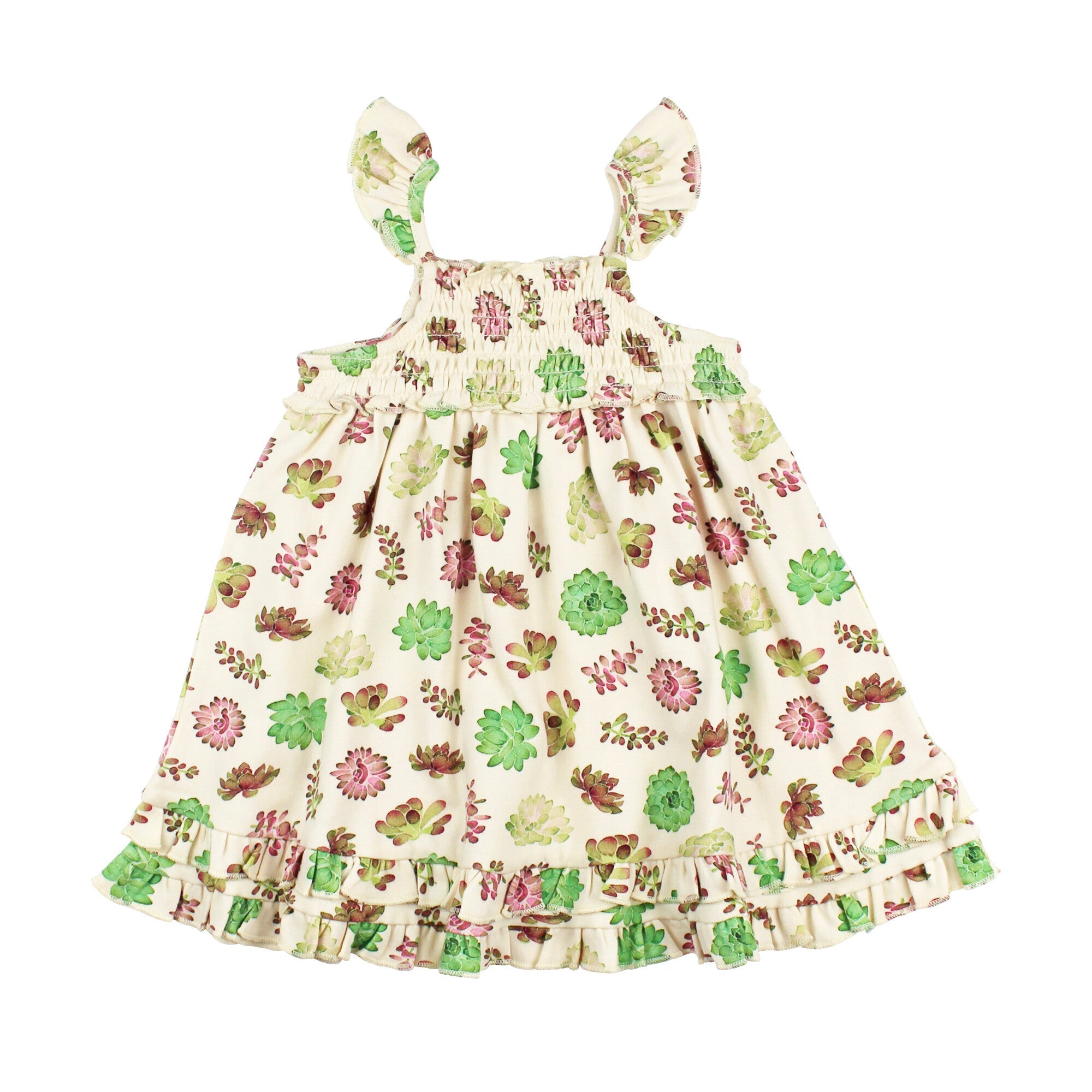 Buttercream Succulents - Kids' Organic Smocked Summer Dress