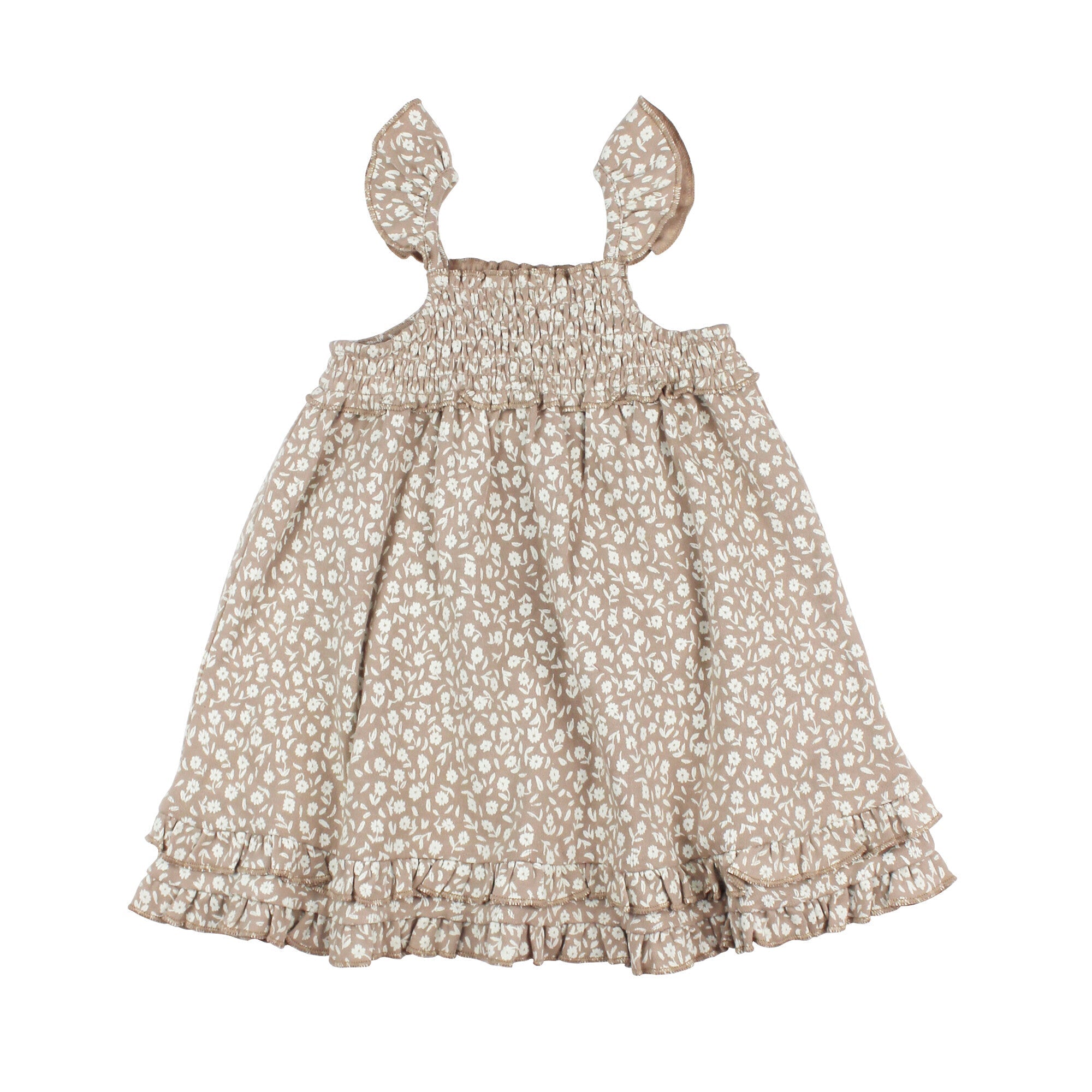 Oatmeal Ditsy Floral - Kids' Organic Smocked Summer Dress