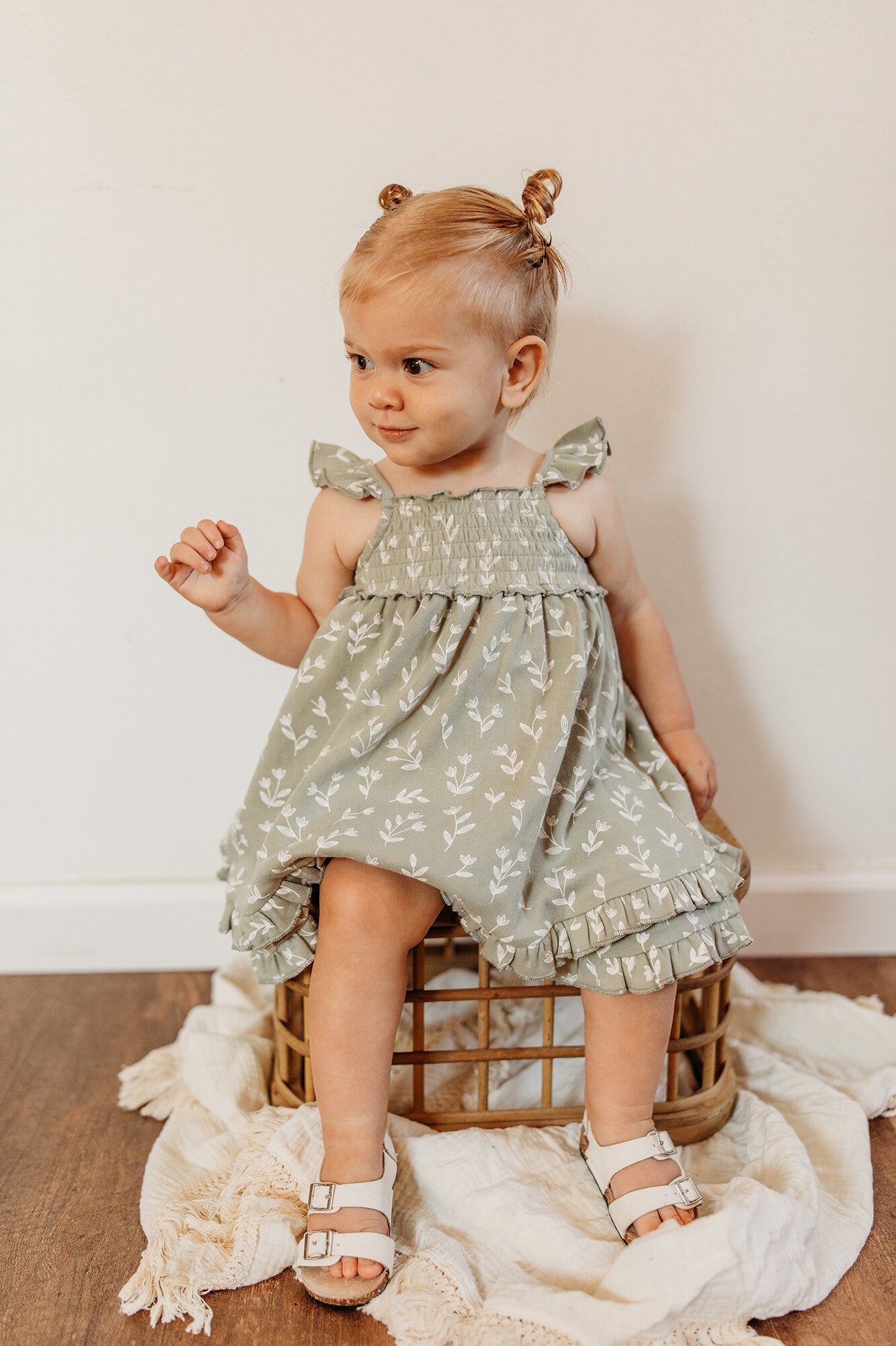 Seafoam Bloom - Kids' Organic Smocked Summer Dress