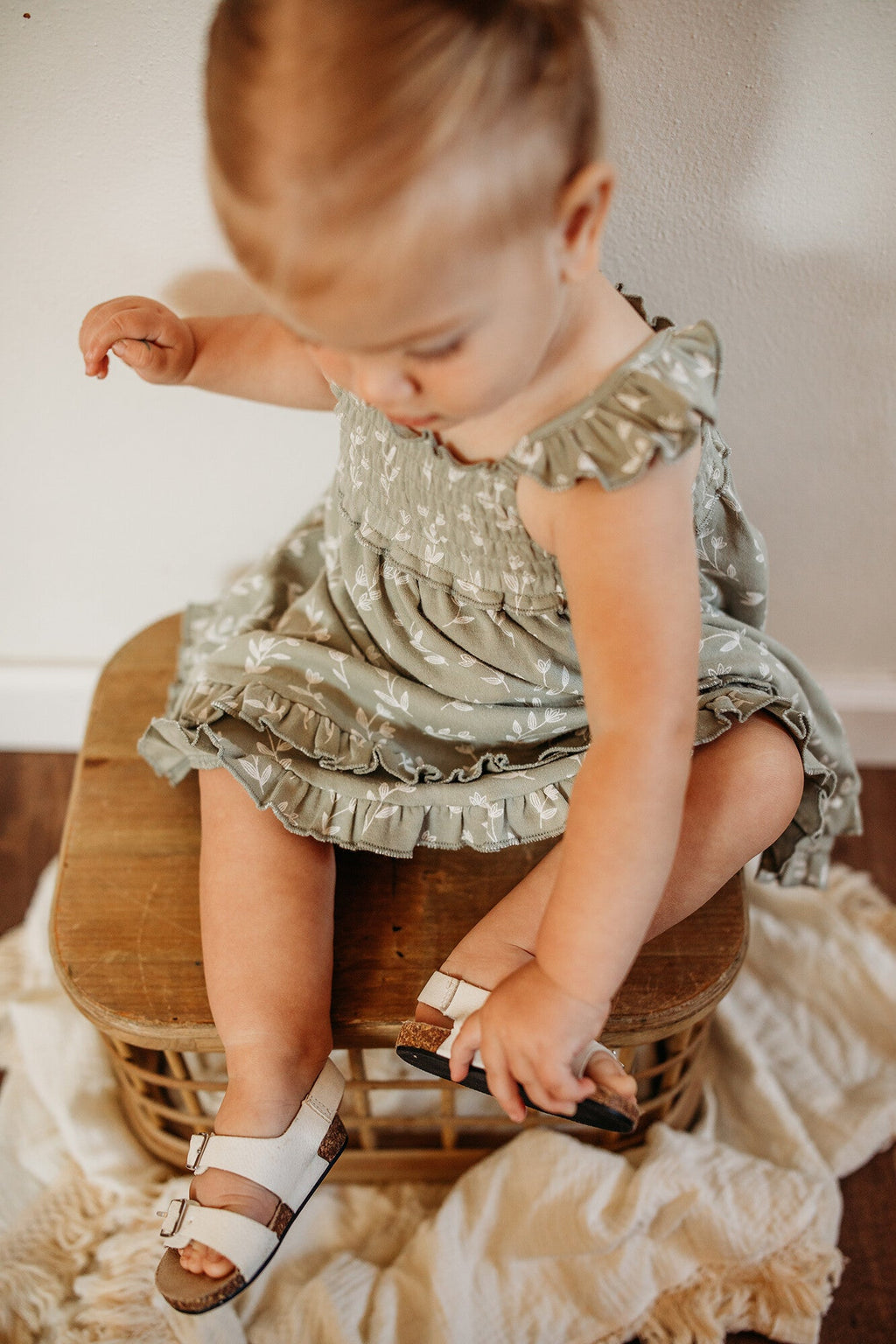Seafoam Bloom - Kids' Organic Smocked Summer Dress