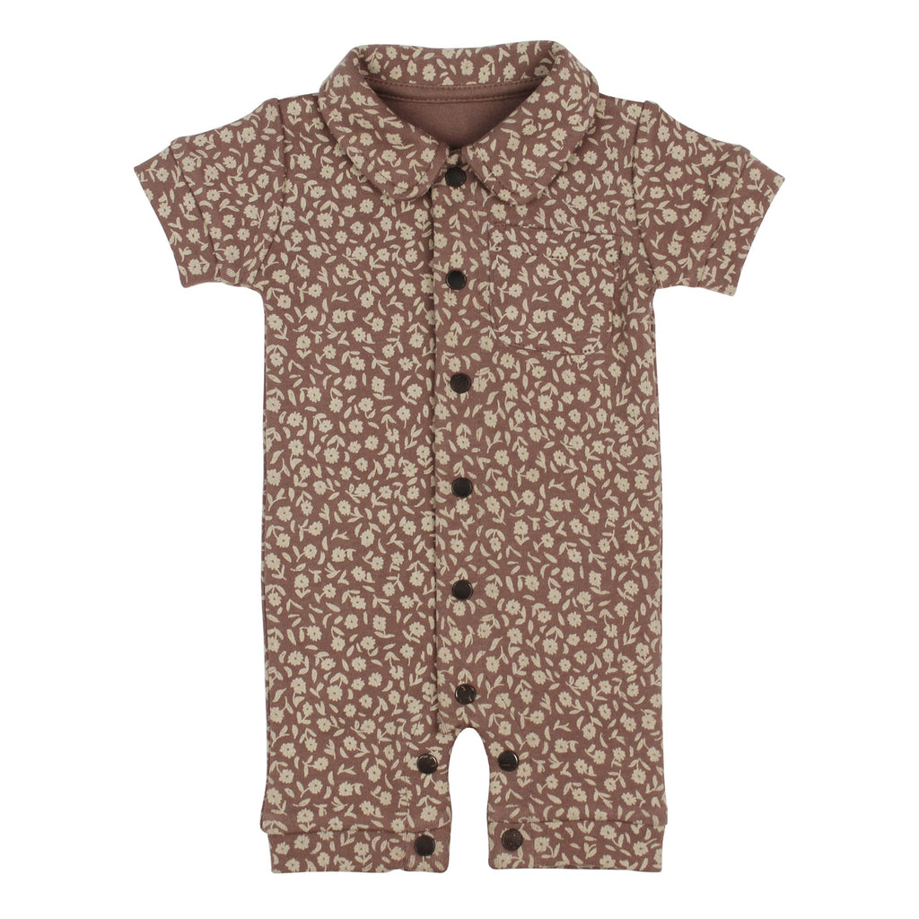 Latte Floral - Organic S/Sleeve Coverall