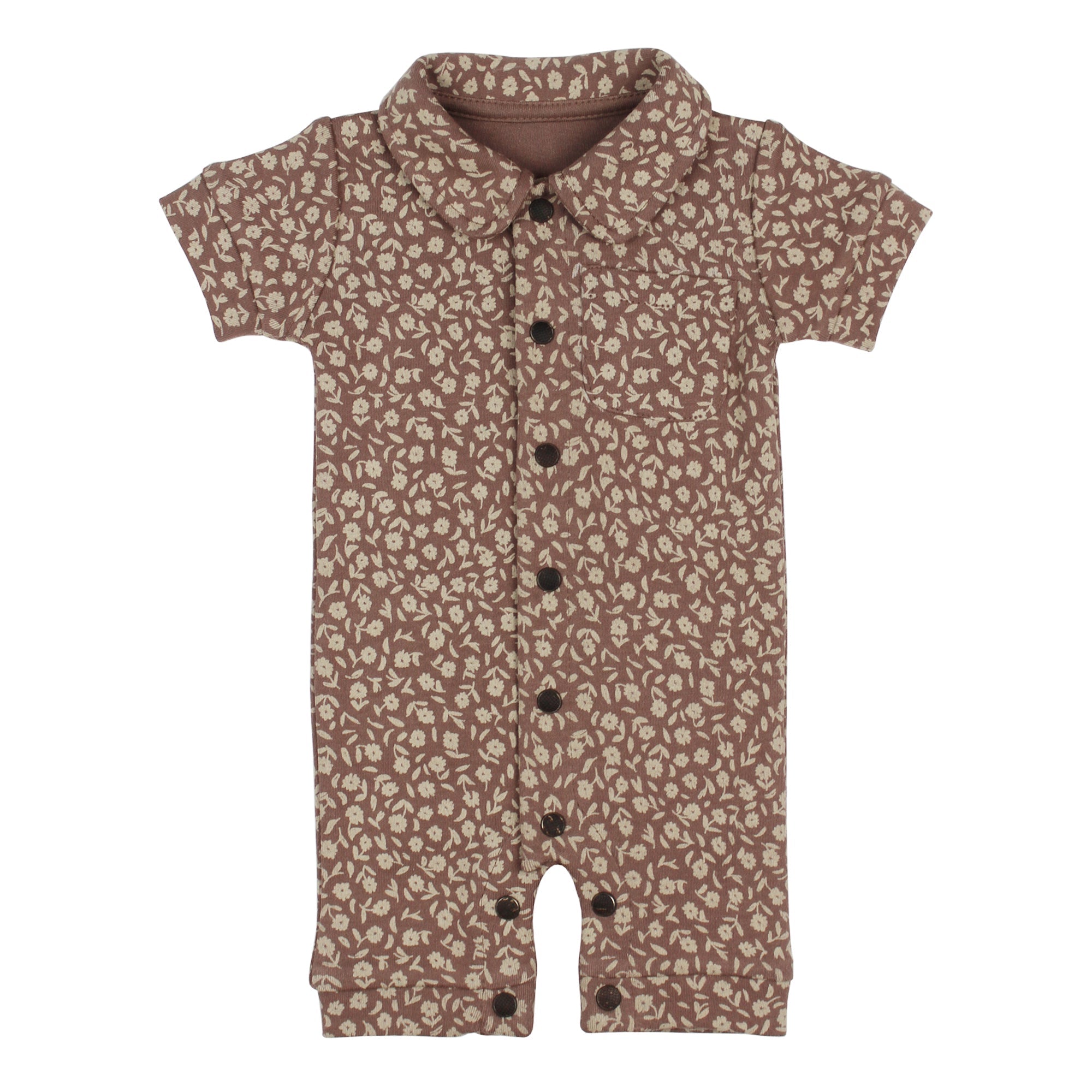 Latte Floral - Organic S/Sleeve Coverall
