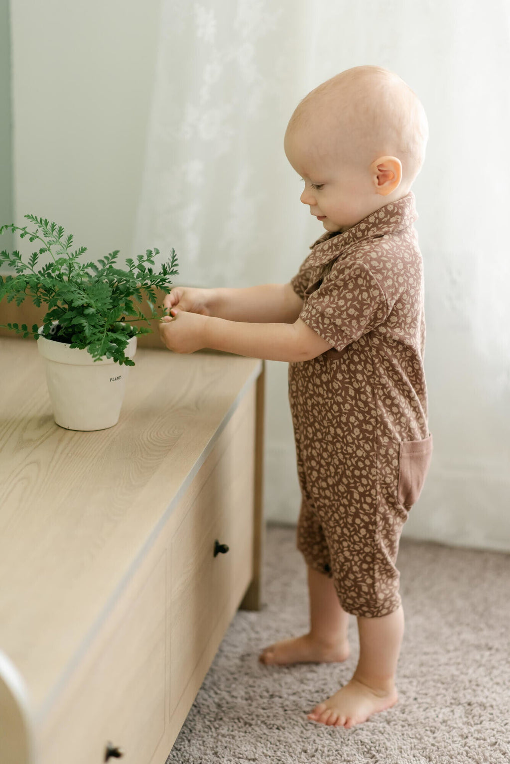 Latte Floral - Organic S/Sleeve Coverall