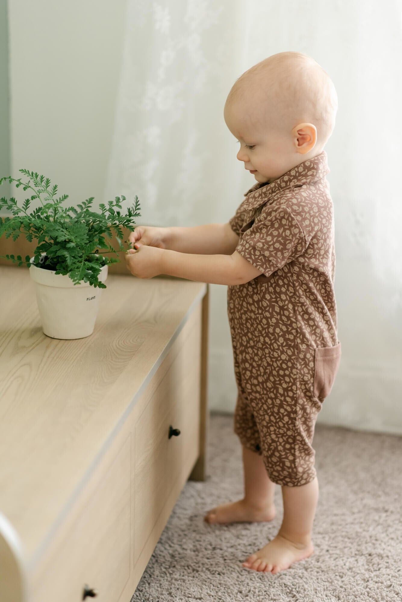 Latte Floral - Organic S/Sleeve Coverall