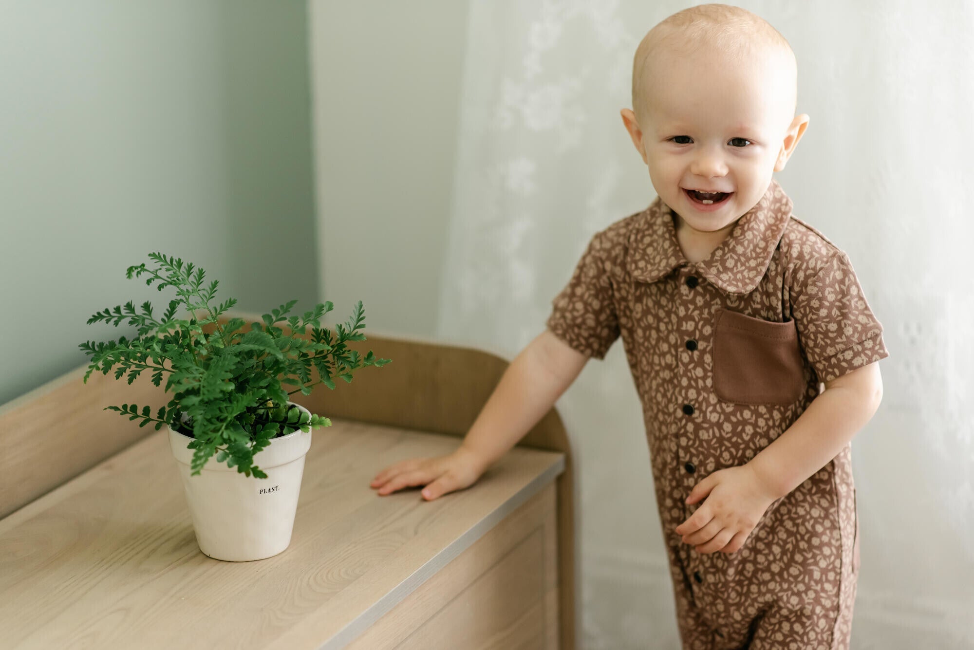 Latte Floral - Organic S/Sleeve Coverall