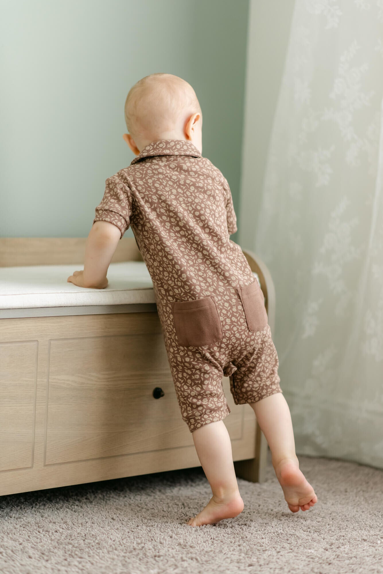 Latte Floral - Organic S/Sleeve Coverall