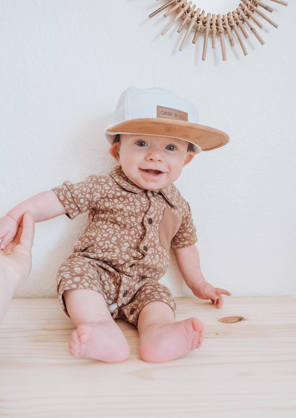 Latte Floral - Organic S/Sleeve Coverall