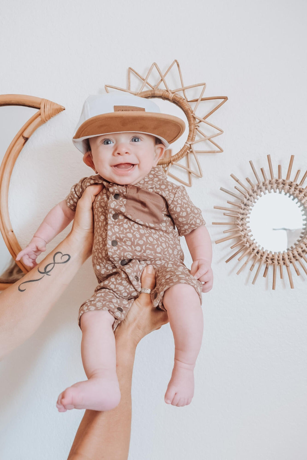 Latte Floral - Organic S/Sleeve Coverall