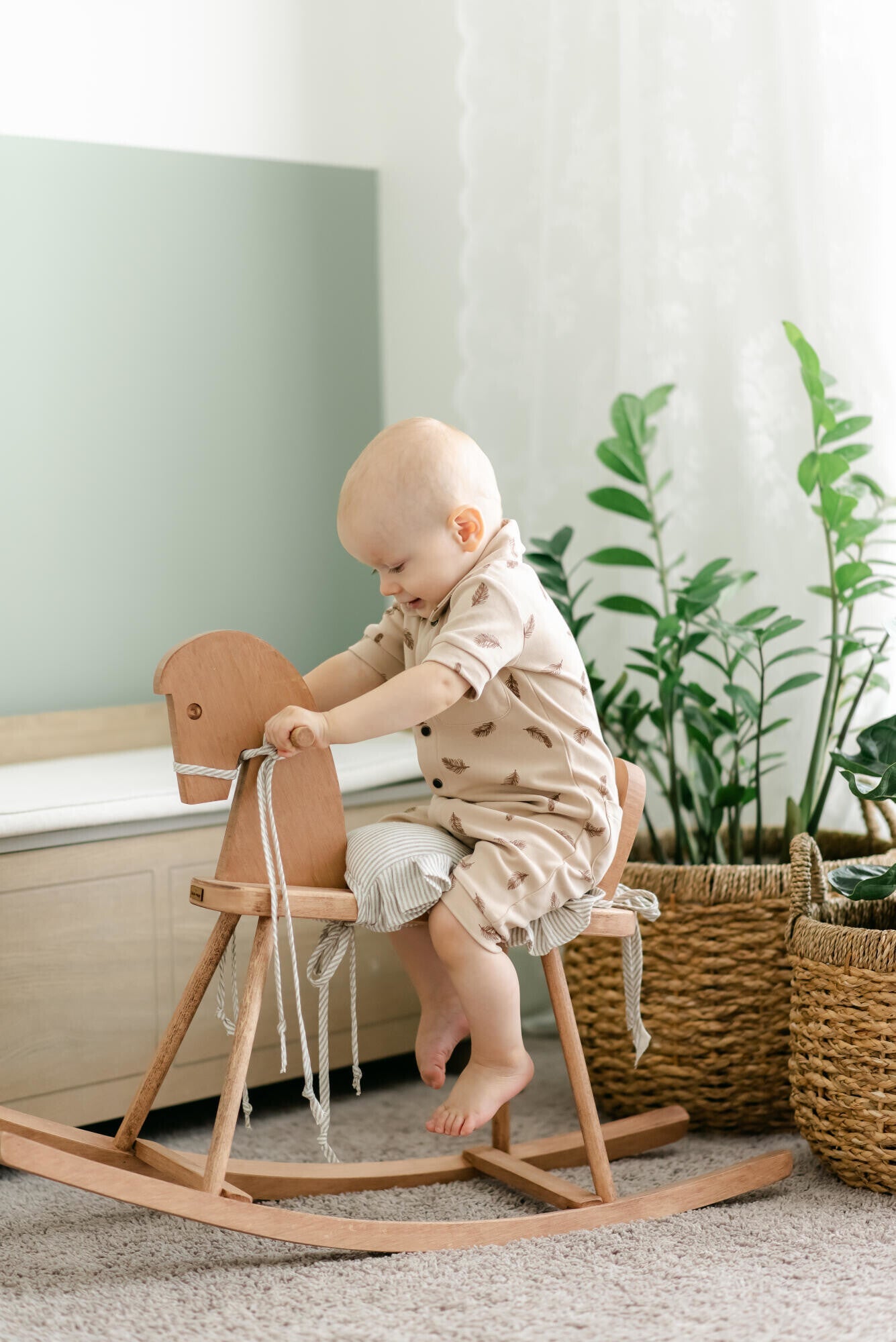 Oatmeal Feather - Organic S/Sleeve Coverall