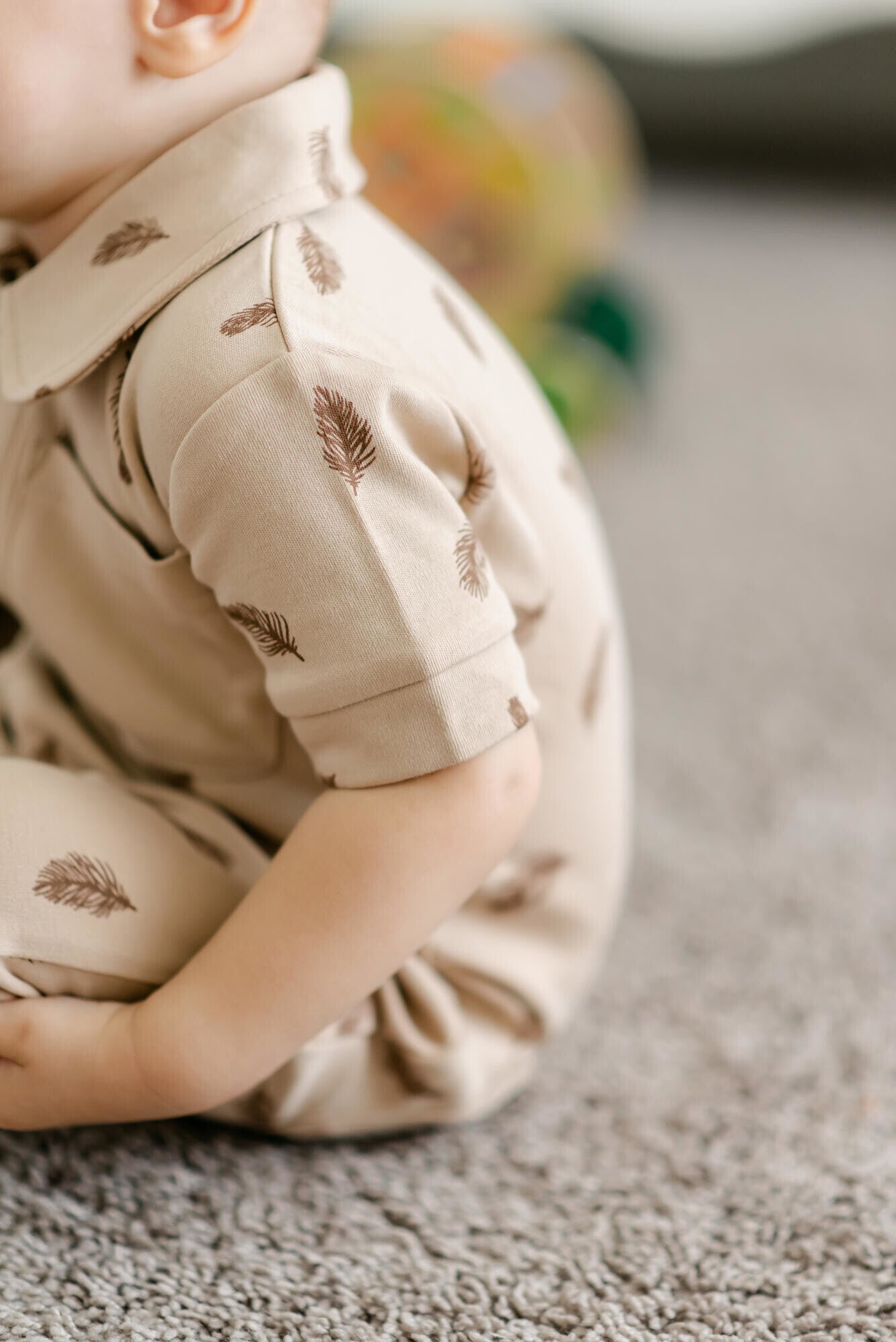 Oatmeal Feather - Organic S/Sleeve Coverall
