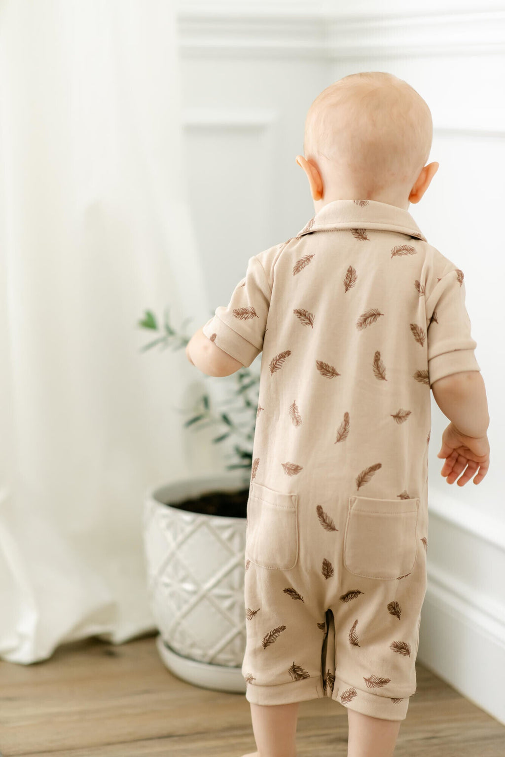 Oatmeal Feather - Organic S/Sleeve Coverall