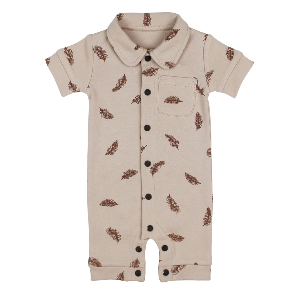 Oatmeal Feather - Organic S/Sleeve Coverall