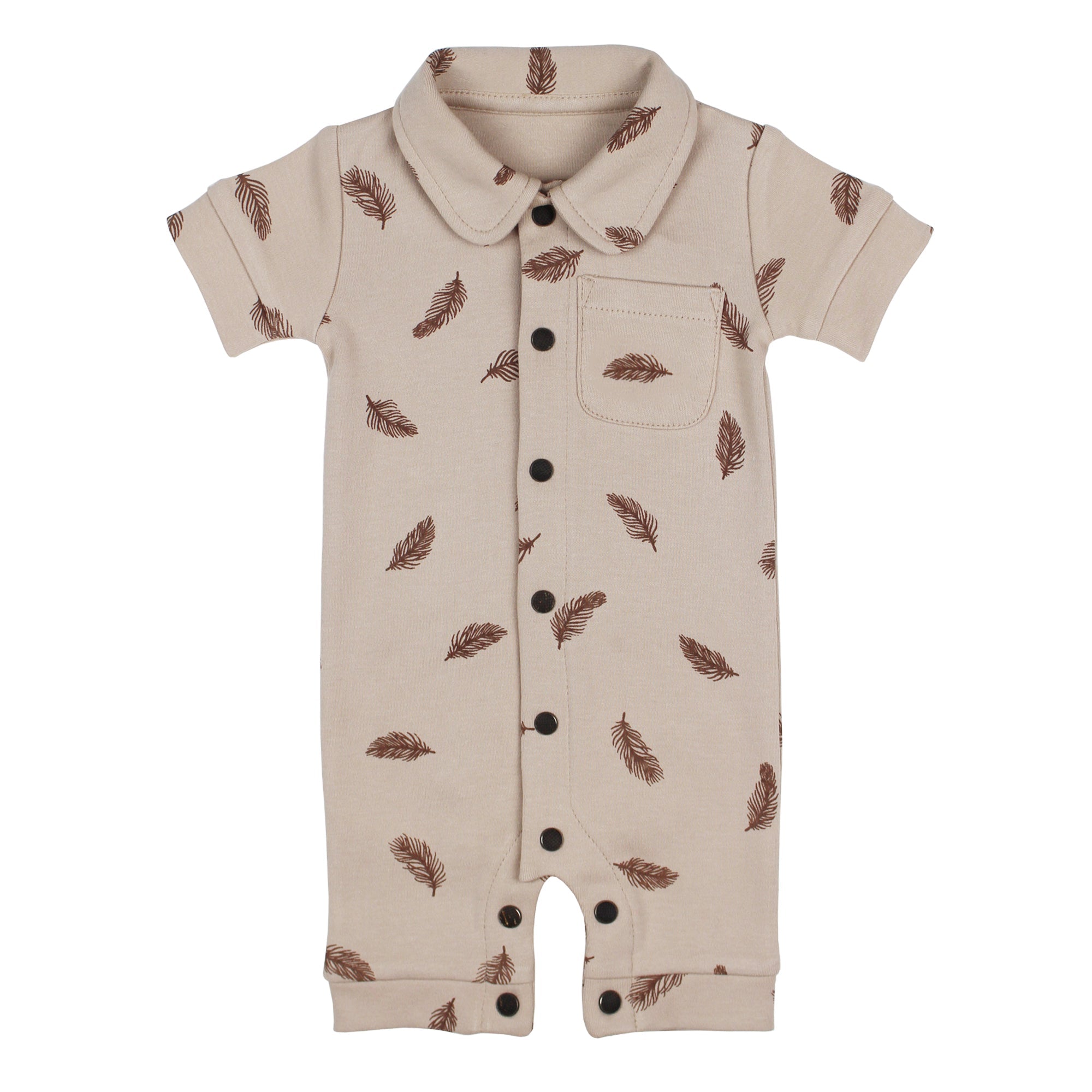 Oatmeal Feather - Organic S/Sleeve Coverall