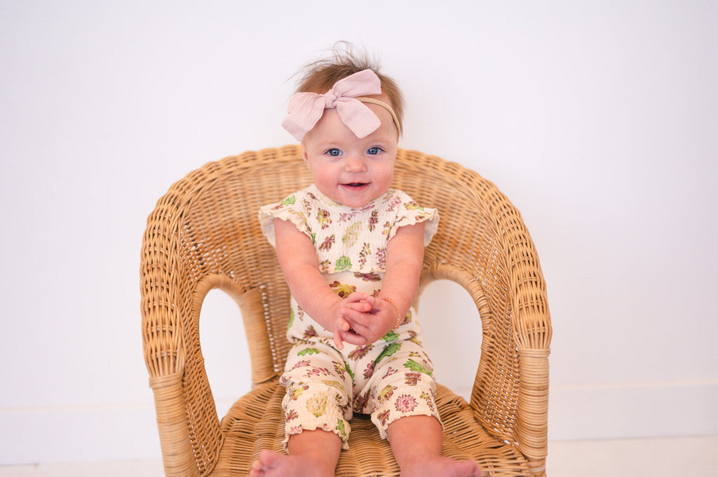 Buttercream Succulents - Organic Cross-Back Smocked Romper