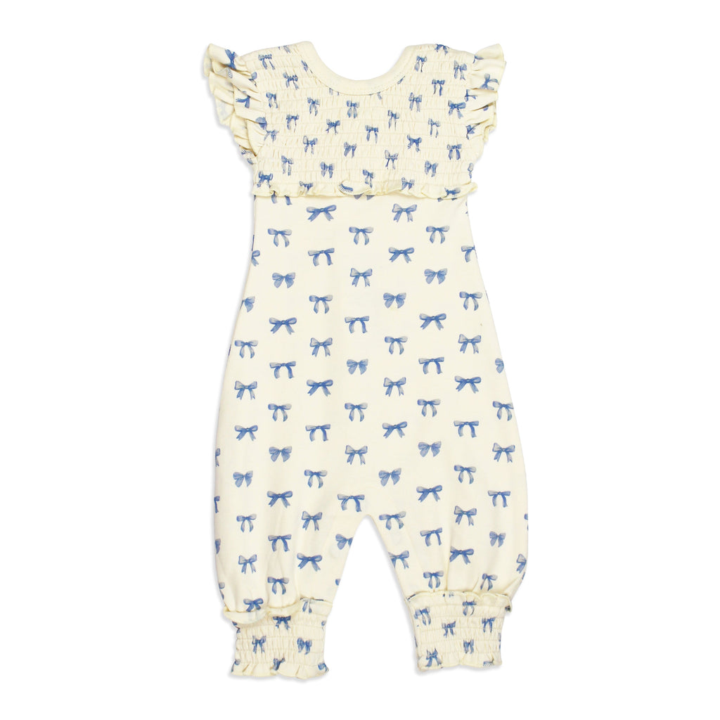Ribbon - Organic Cross-Back Smocked Romper