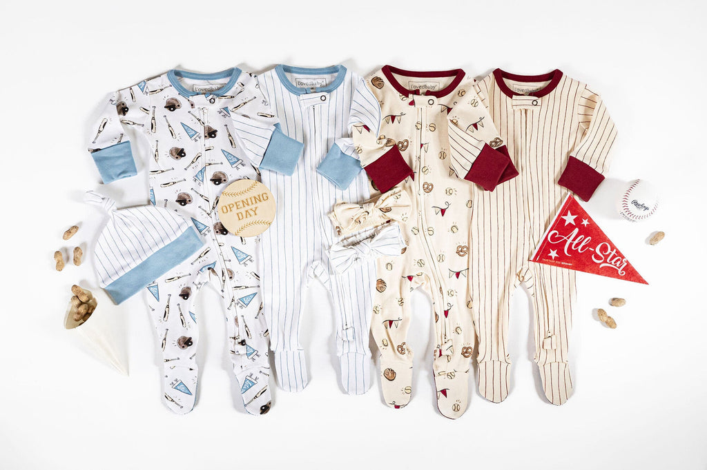 Pool Pinstripe - Organic Cuffed Zipper Footie