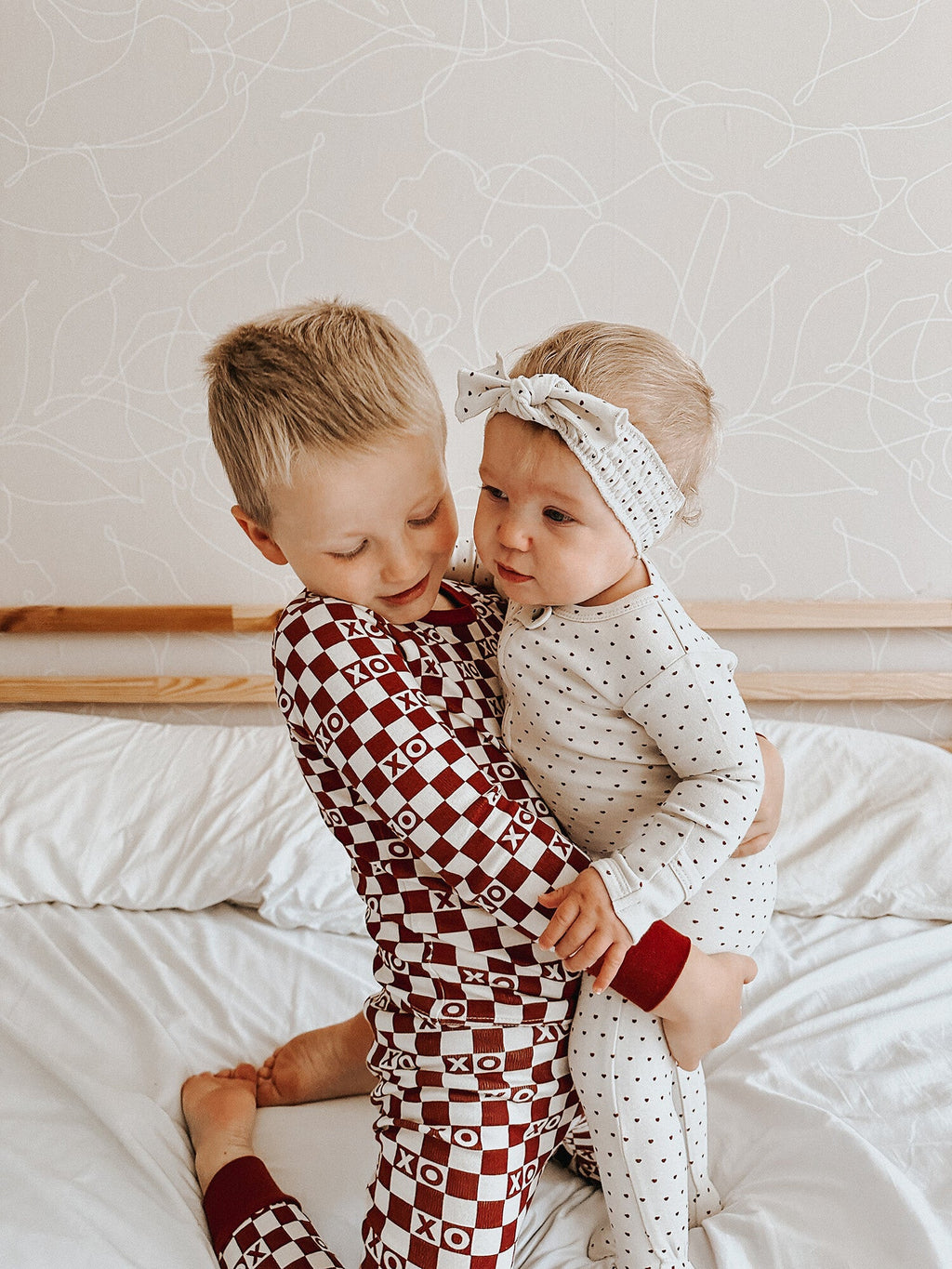 Crimson Mini Hearts - Organic Smocked Headband