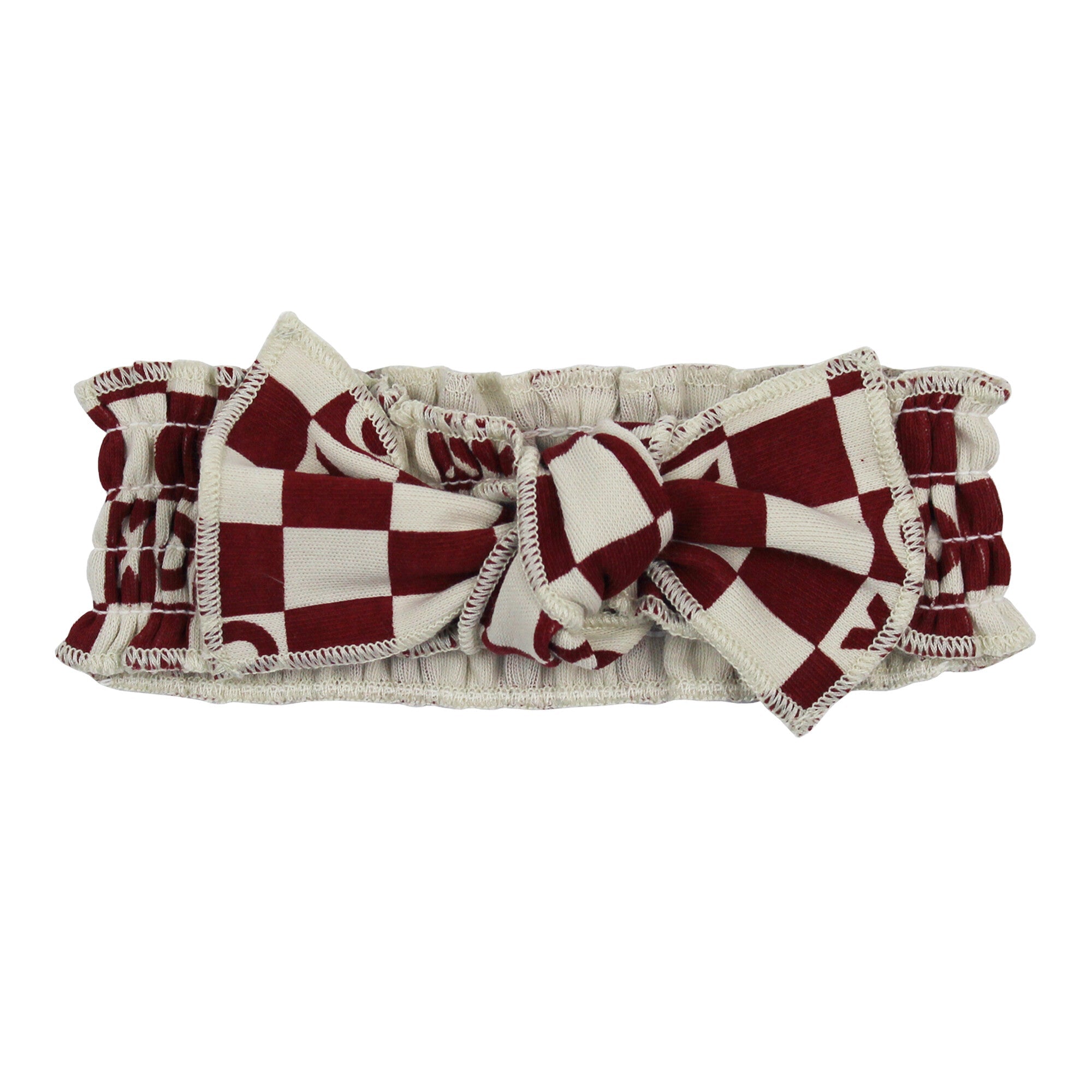 Crimson XO Checker - Organic Smocked Headband