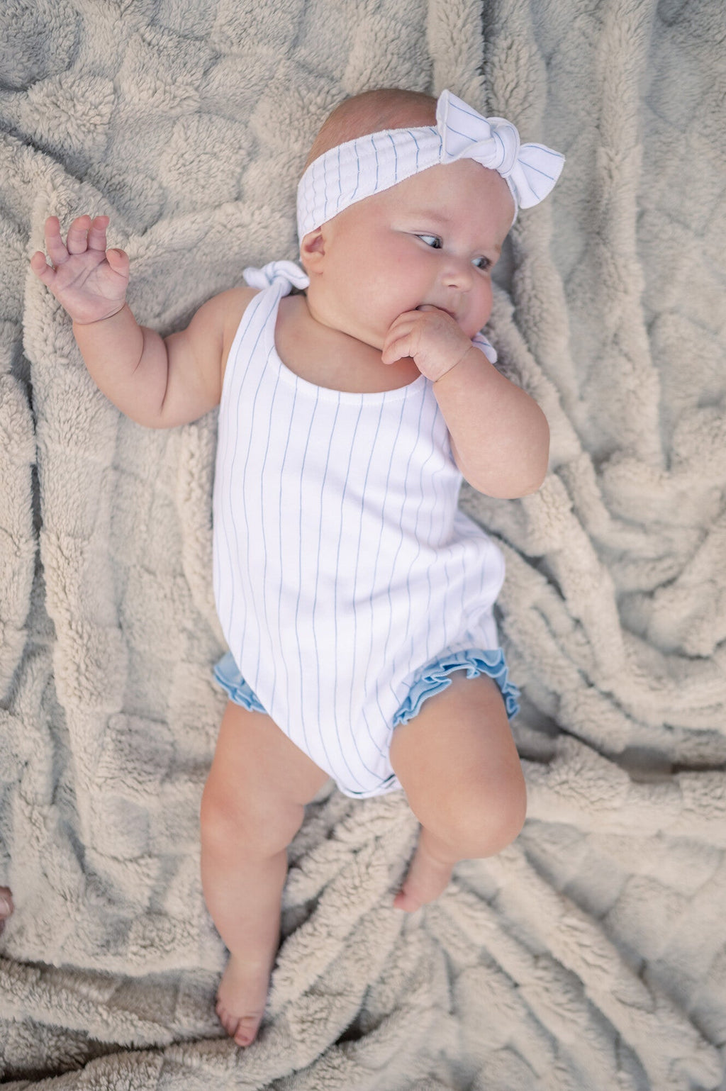 Pool Pinstripe - Organic Smocked Headband