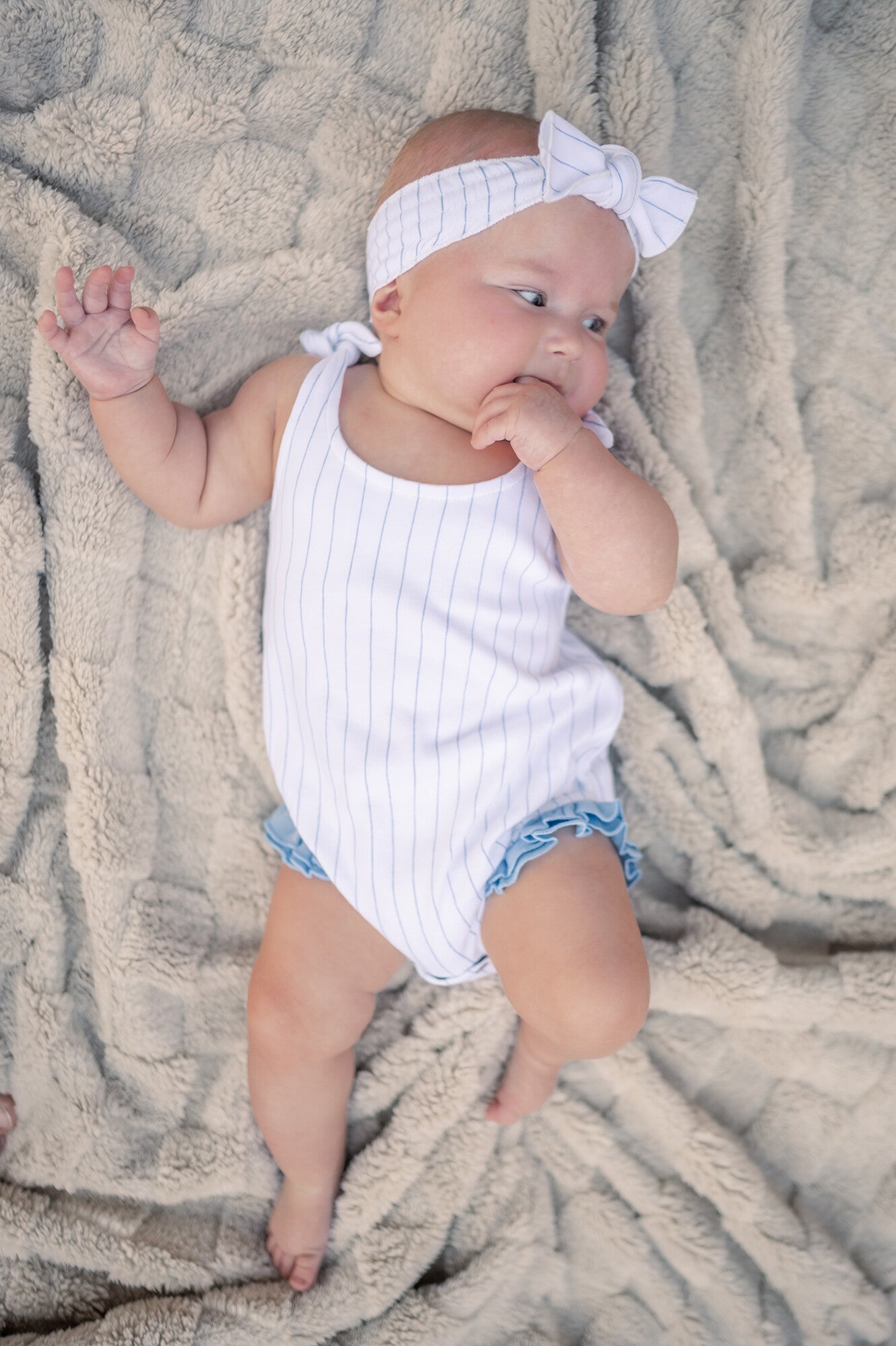 Pool Pinstripe - Organic Smocked Headband