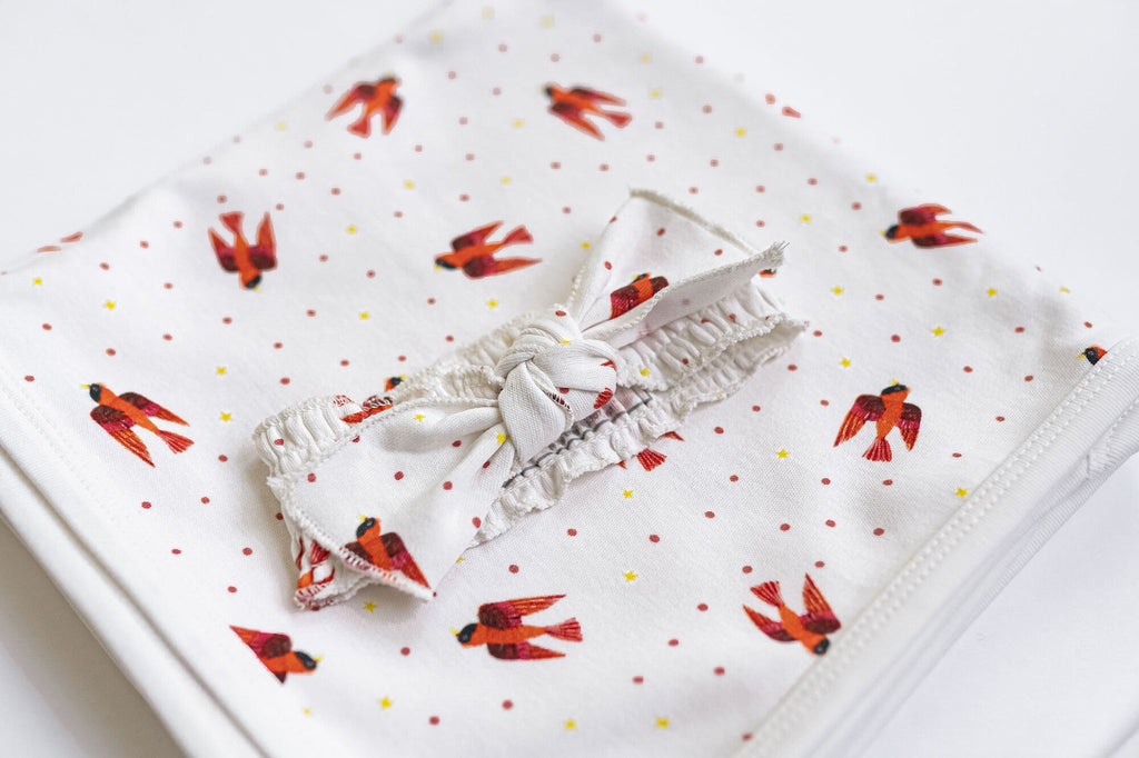 Red Bird - Organic Smocked Headband