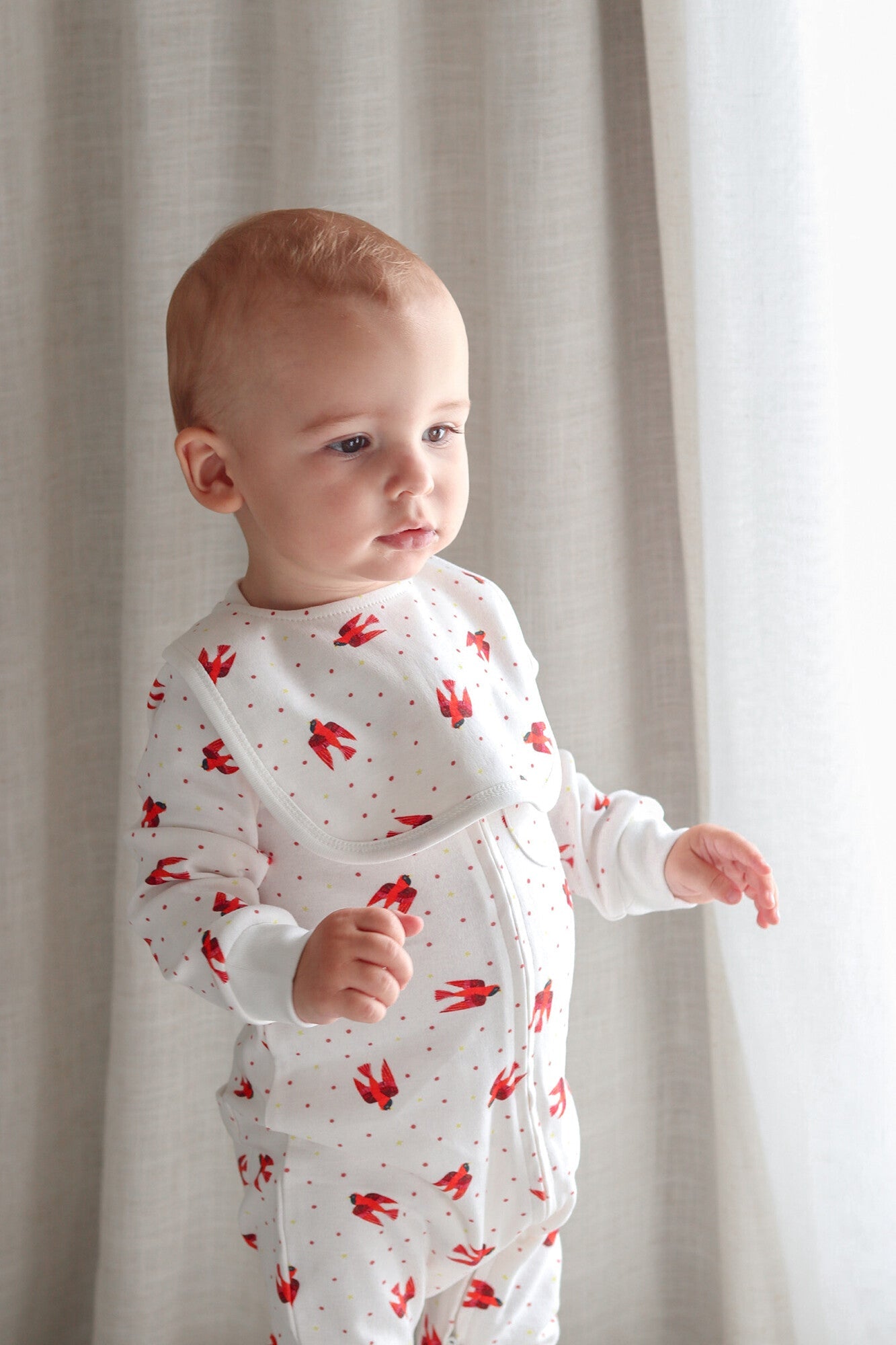 Red Bird - Organic 2-Layer Reversible Bib