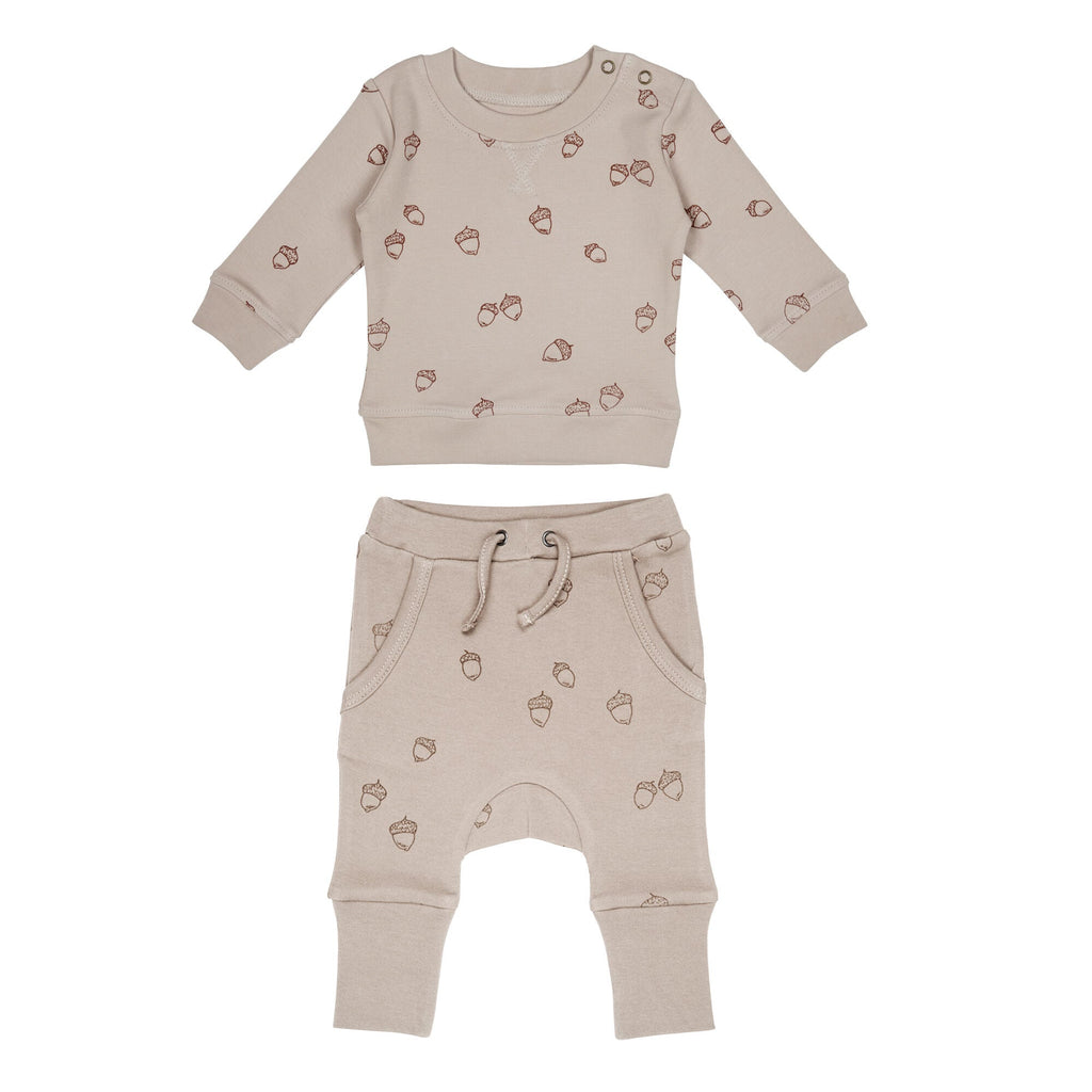 Oatmeal Acorn - Organic Sweatshirt & Jogger Set