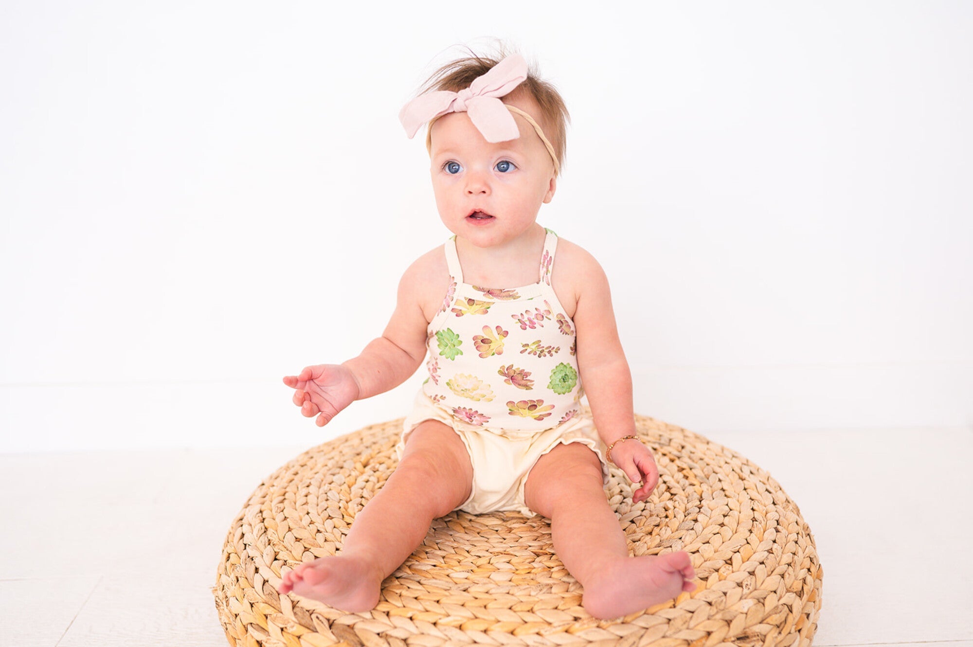 Buttercream Succulents - Organic Criss-Cross Bodysuit and Ruffle Bloomer Set