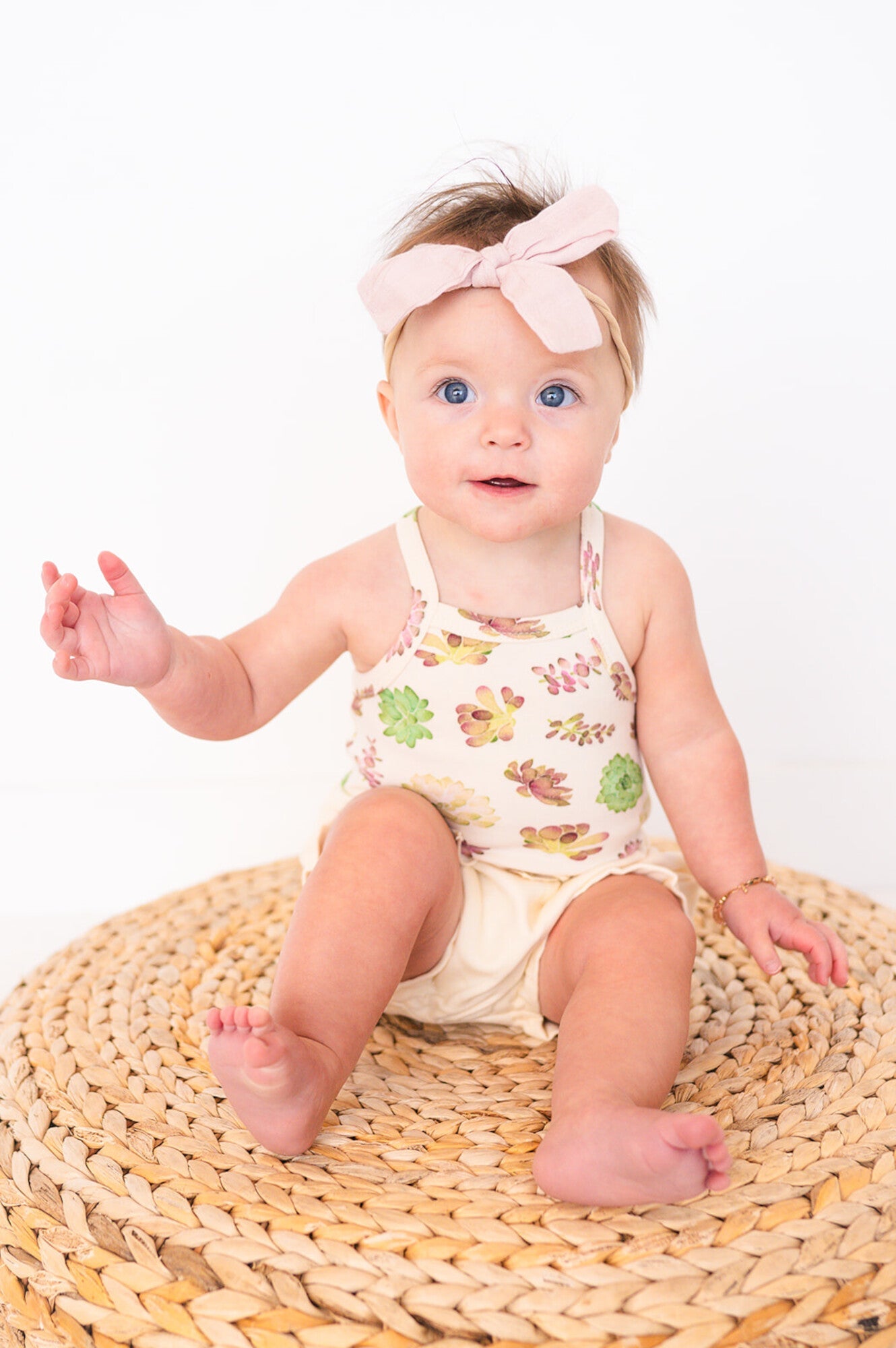 Buttercream Succulents - Organic Criss-Cross Bodysuit and Ruffle Bloomer Set