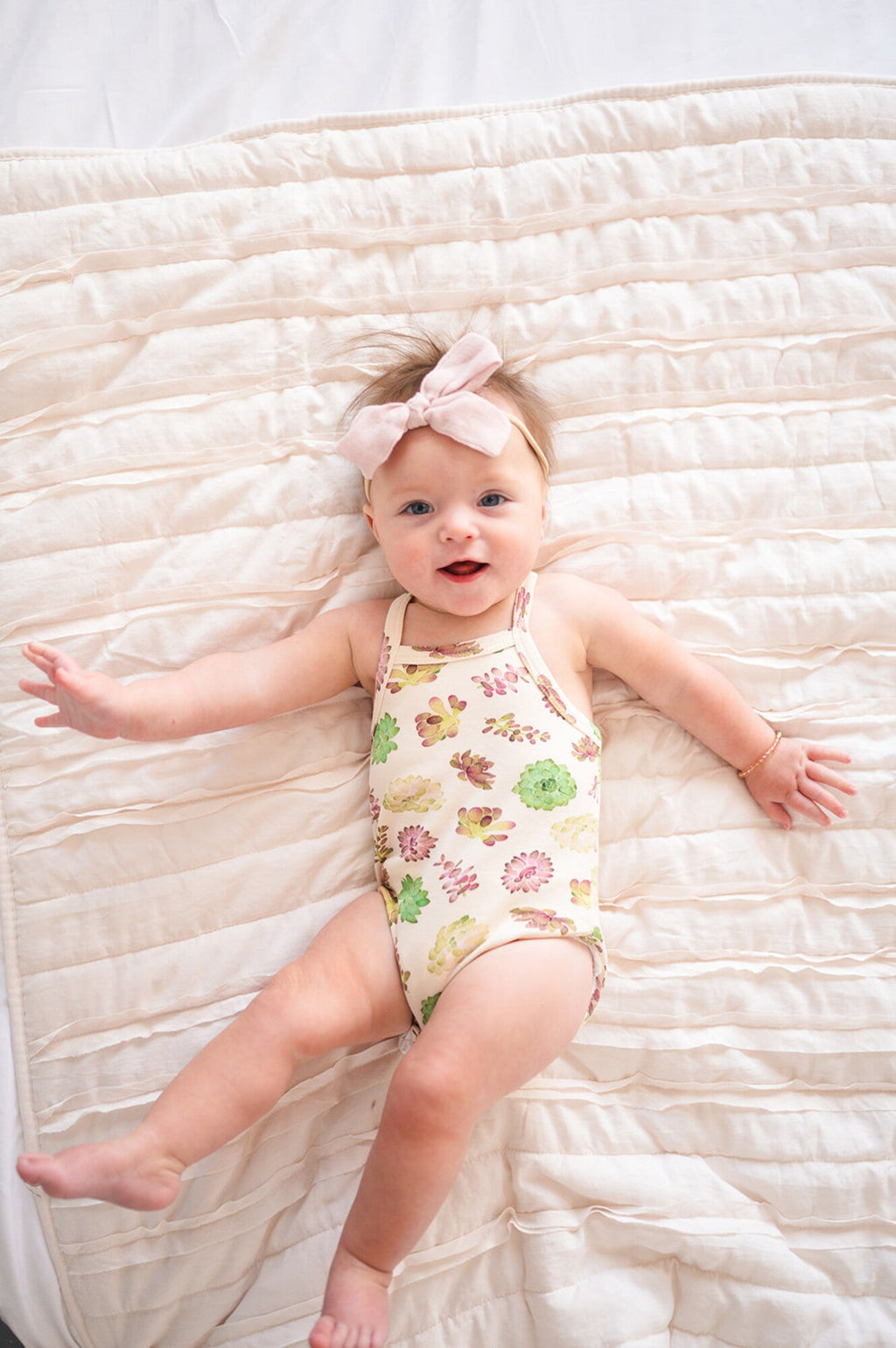 Buttercream Succulents - Organic Criss-Cross Bodysuit and Ruffle Bloomer Set