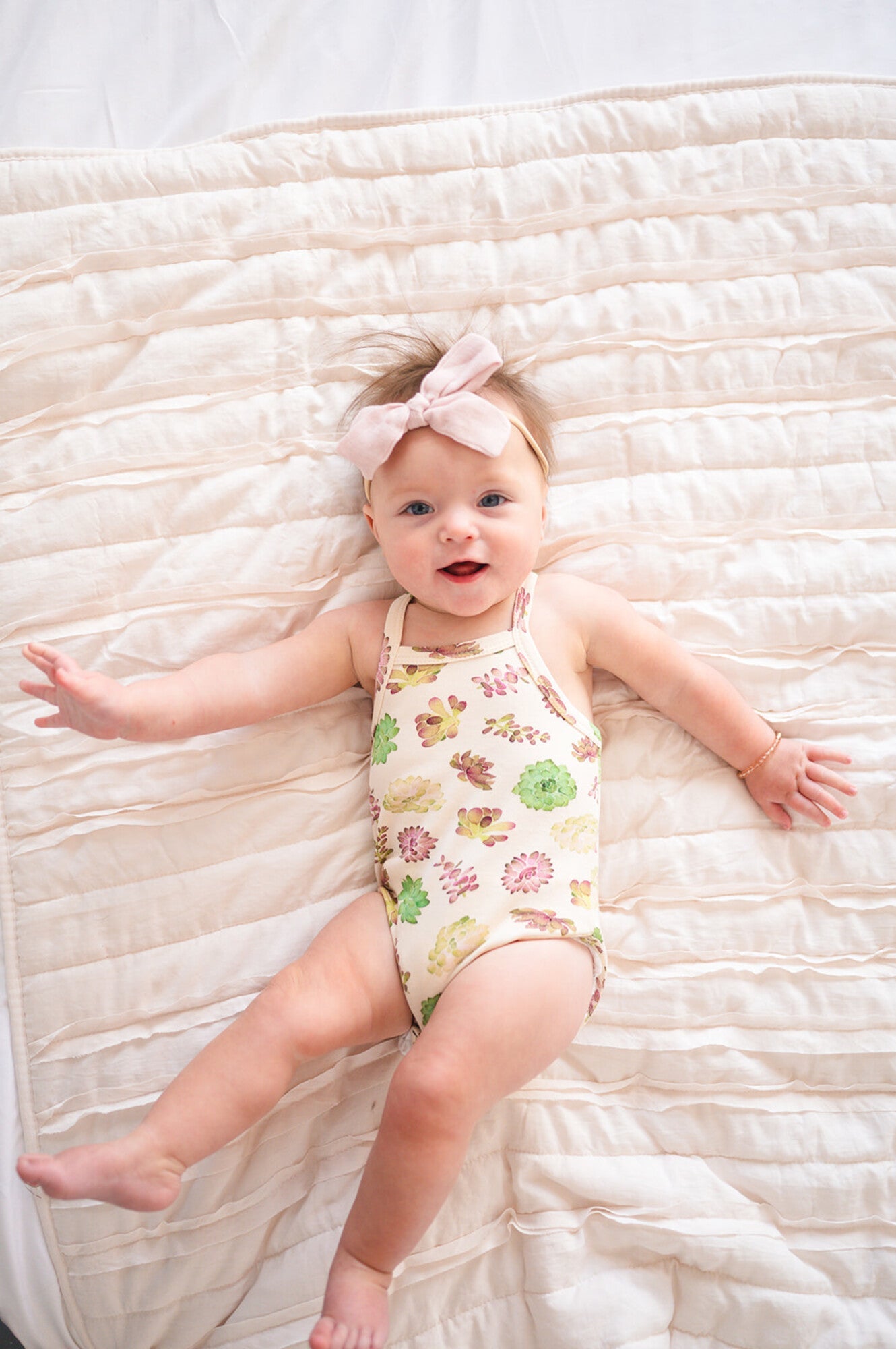 Buttercream Succulents - Organic Criss-Cross Bodysuit and Ruffle Bloomer Set