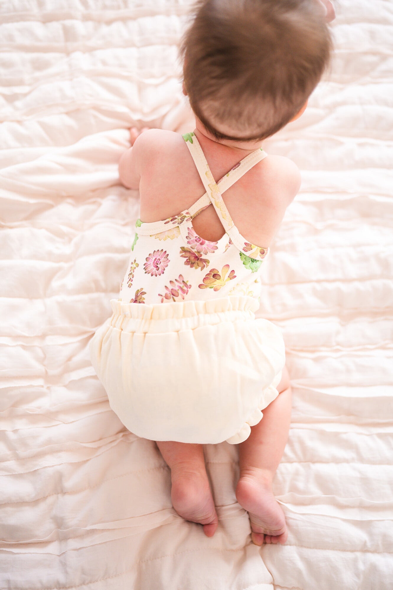 Buttercream Succulents - Organic Criss-Cross Bodysuit and Ruffle Bloomer Set