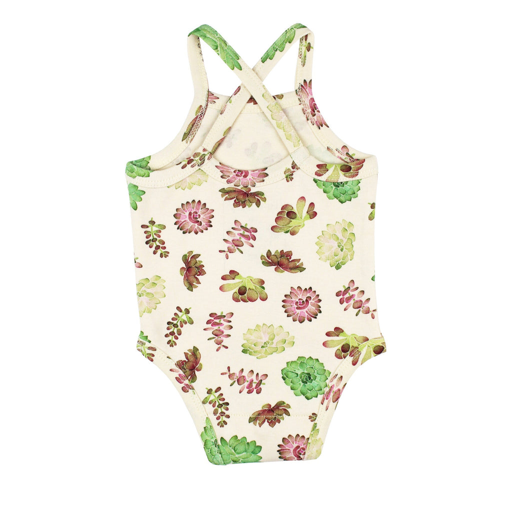 Buttercream Succulents - Organic Criss-Cross Bodysuit and Ruffle Bloomer Set