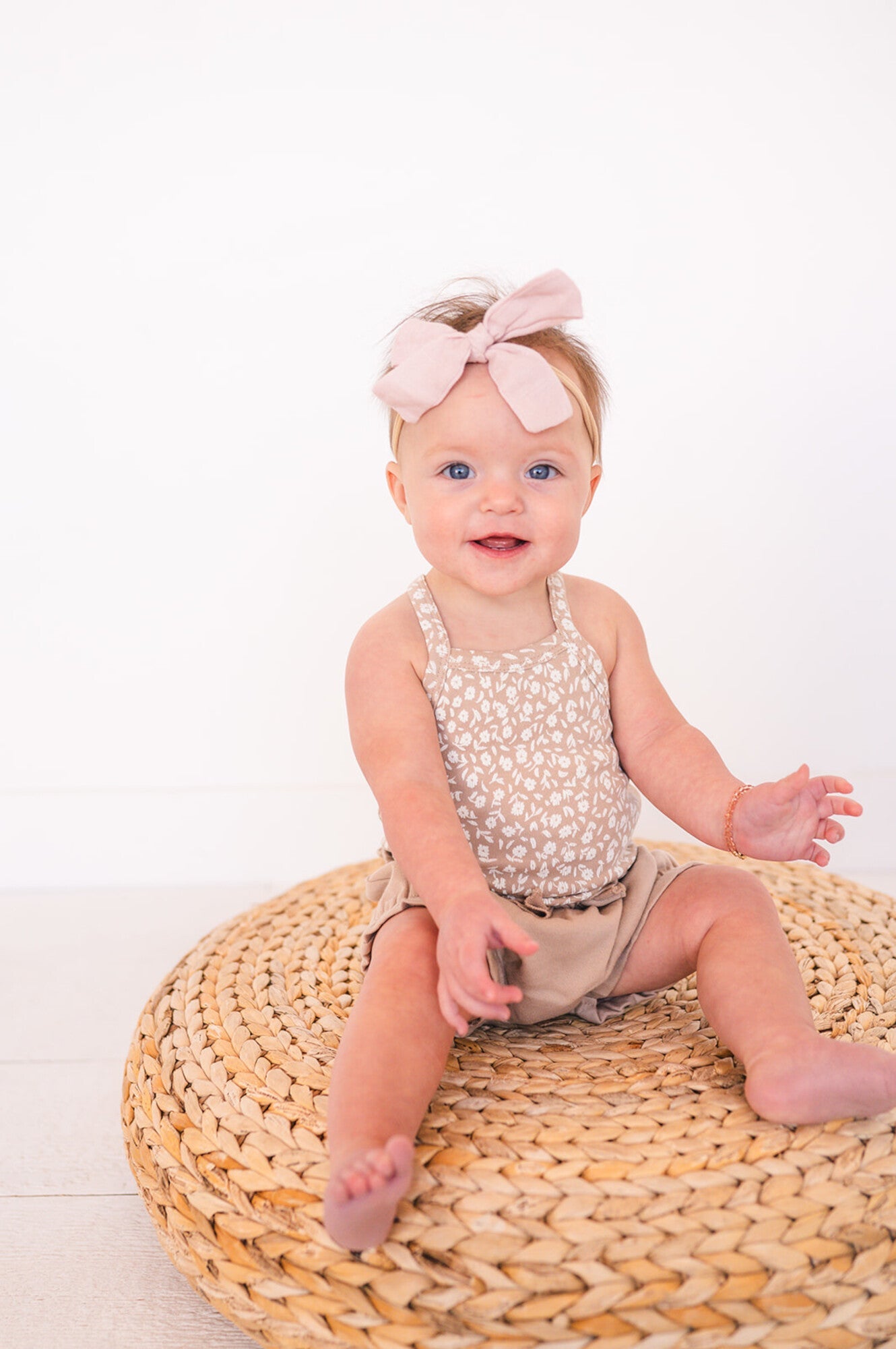 Oatmeal Ditsy Floral - Organic Criss-Cross Bodysuit and Ruffle Bloomer Set