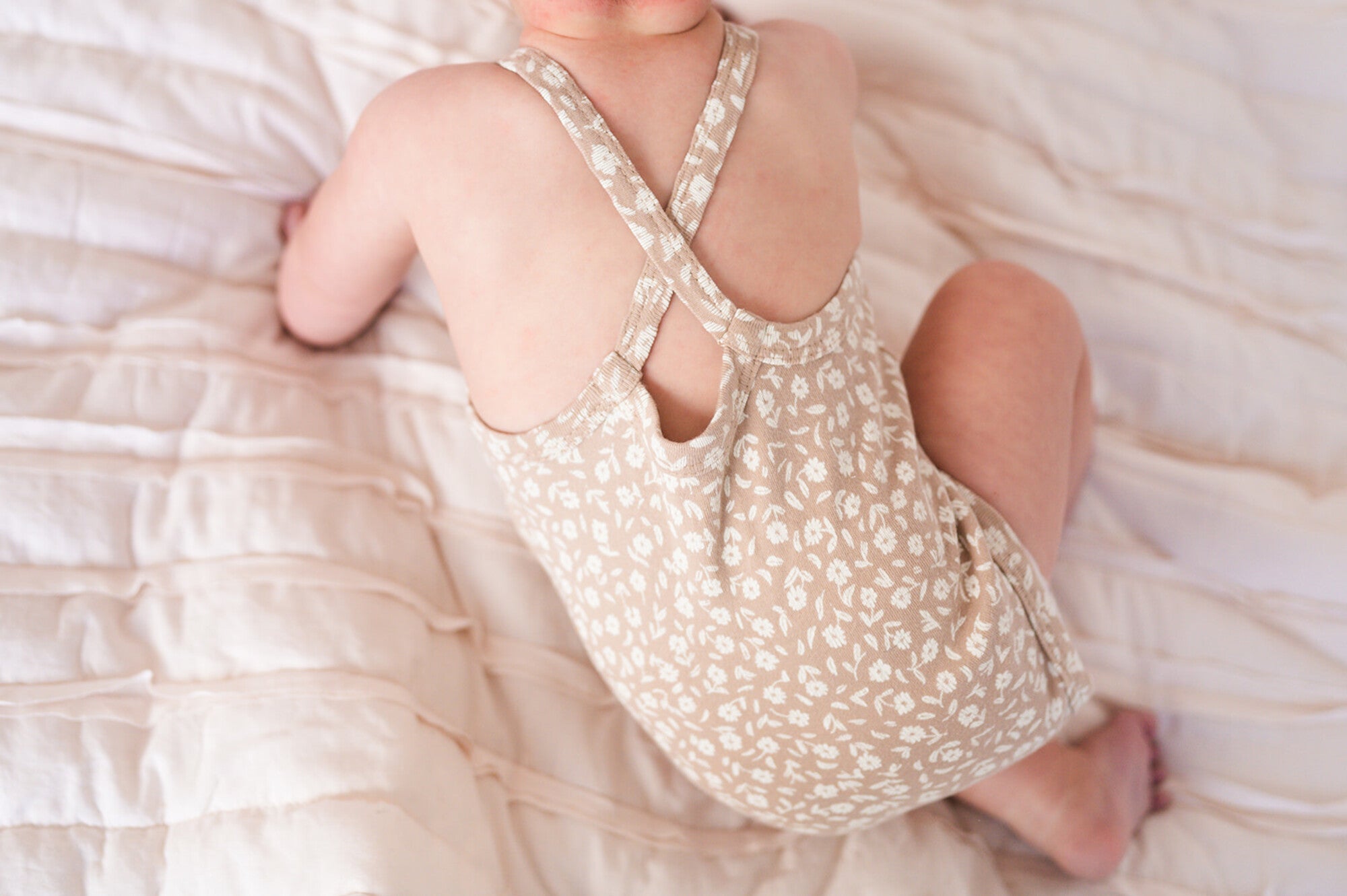 Oatmeal Ditsy Floral - Organic Criss-Cross Bodysuit and Ruffle Bloomer Set