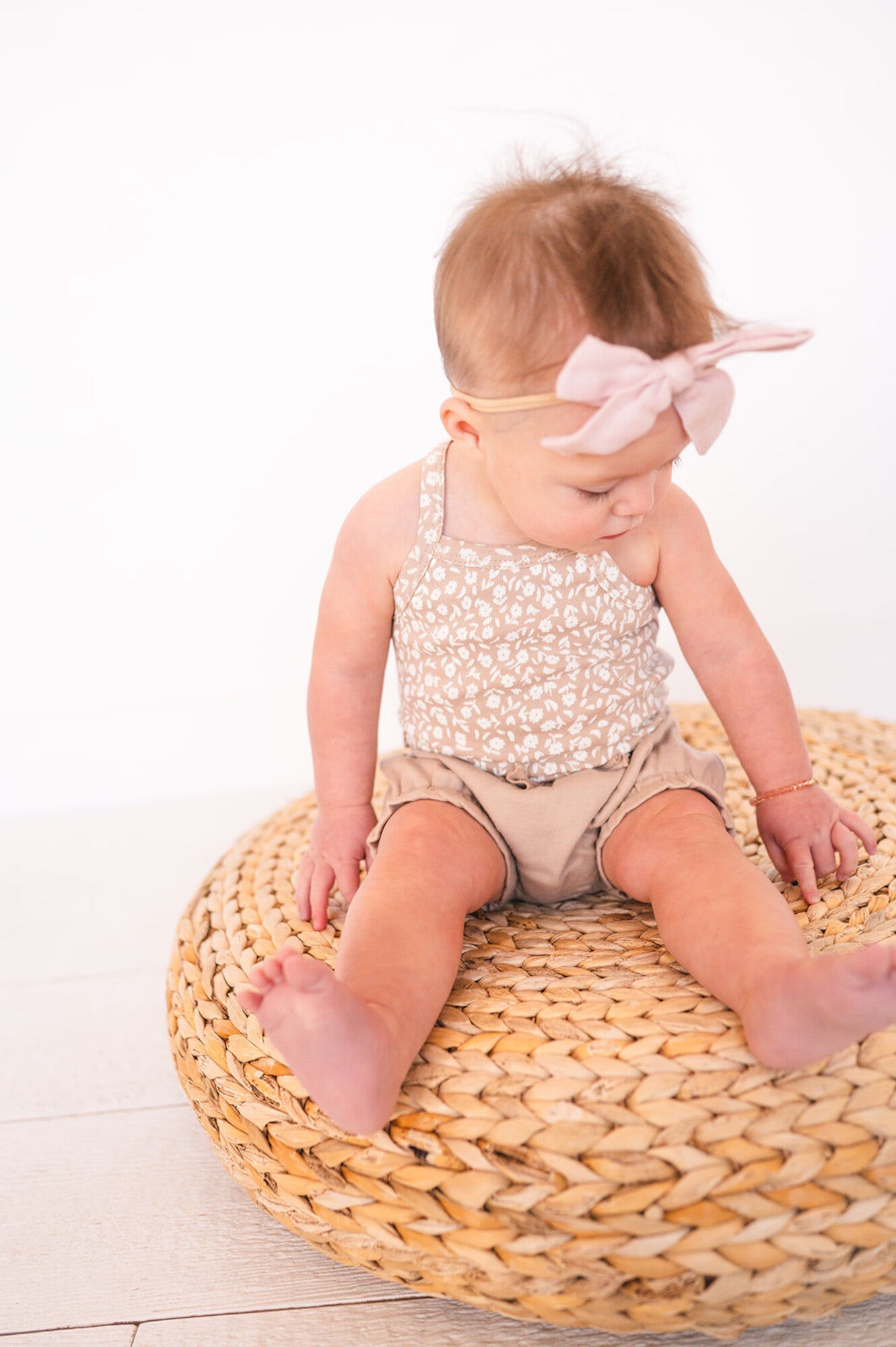 Oatmeal Ditsy Floral - Organic Criss-Cross Bodysuit and Ruffle Bloomer Set