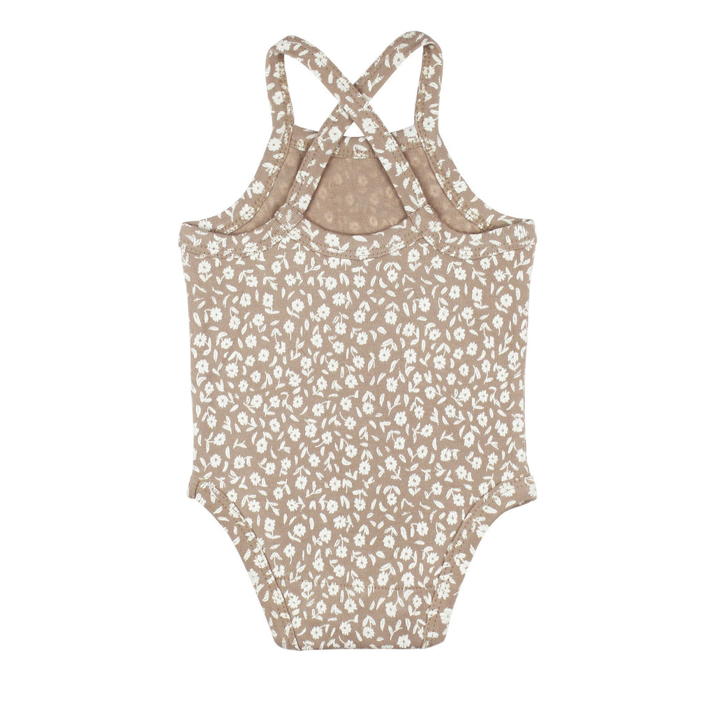 Oatmeal Ditsy Floral - Organic Criss-Cross Bodysuit and Ruffle Bloomer Set
