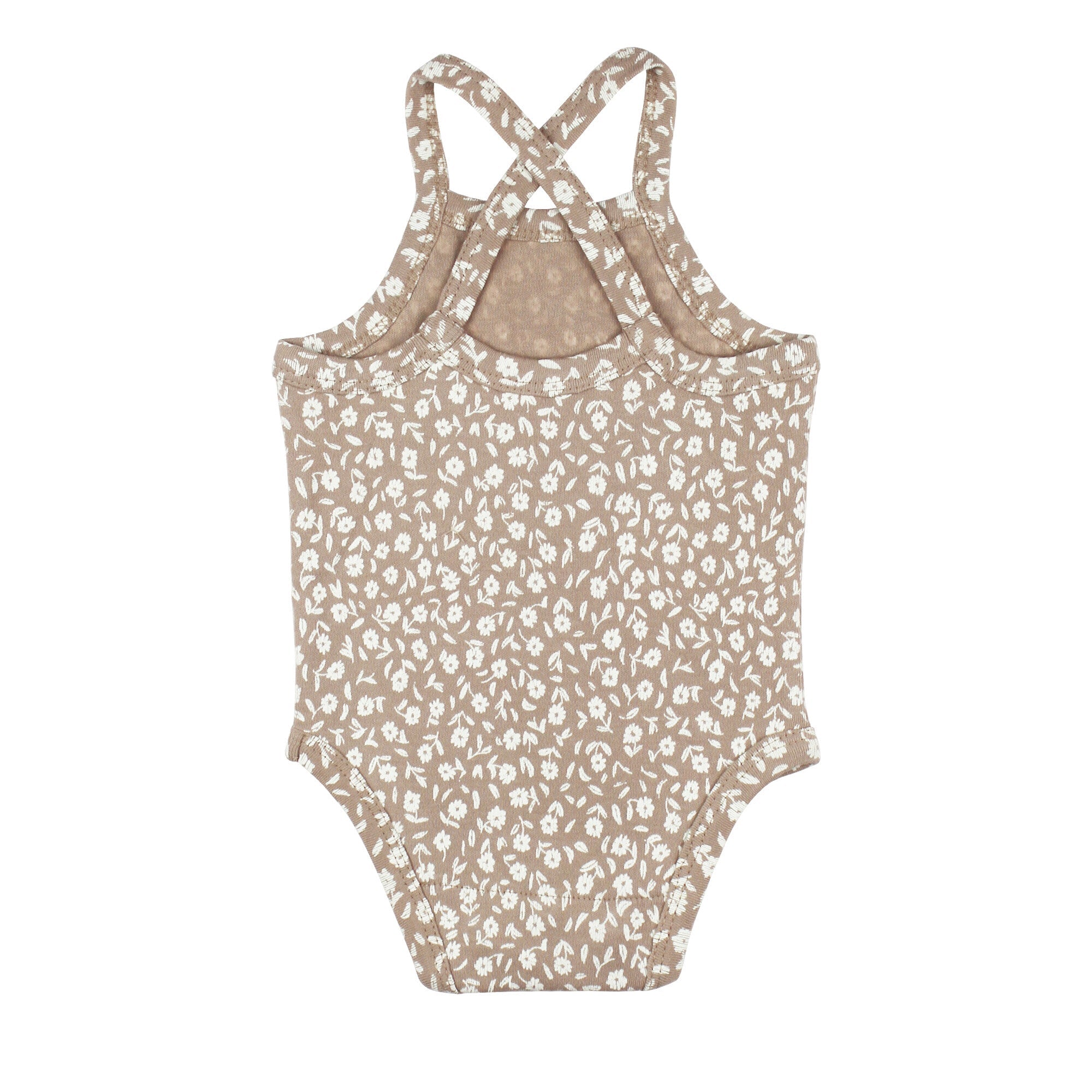 Oatmeal Ditsy Floral - Organic Criss-Cross Bodysuit and Ruffle Bloomer Set