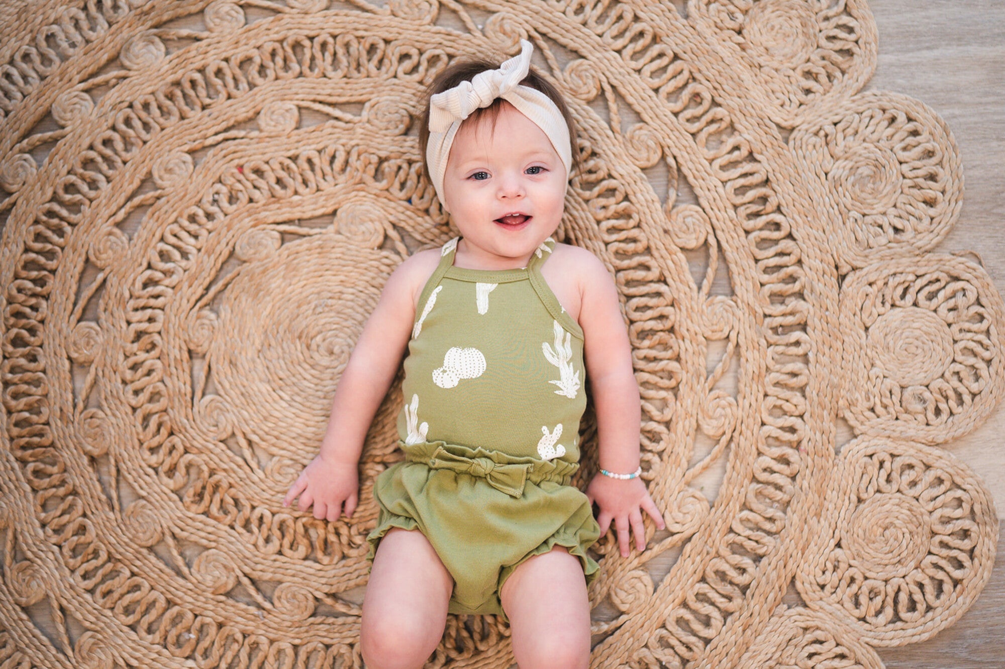 Sage Cactus - Organic Criss-Cross Bodysuit and Ruffle Bloomer Set