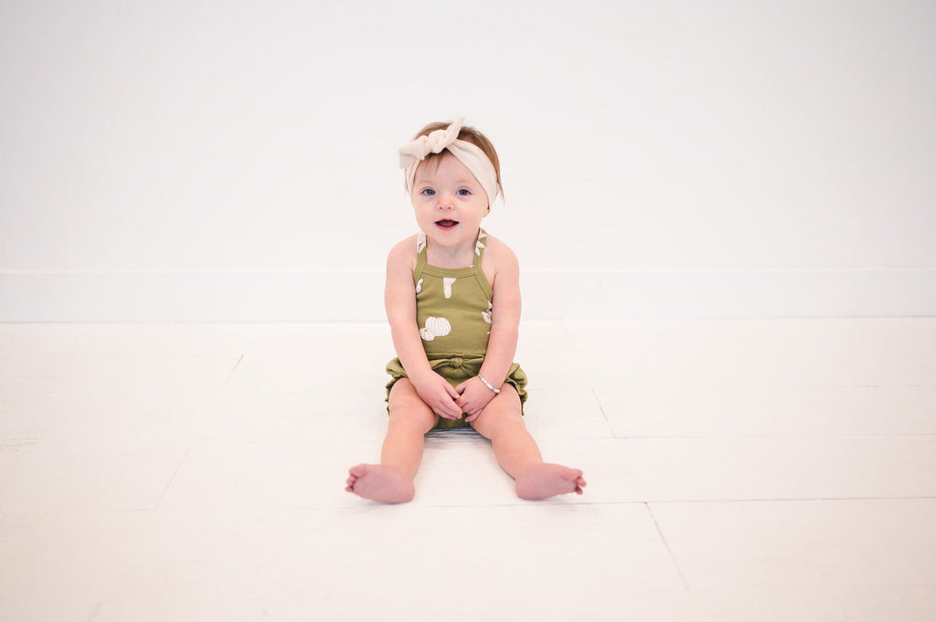 Sage Cactus - Organic Criss-Cross Bodysuit and Ruffle Bloomer Set