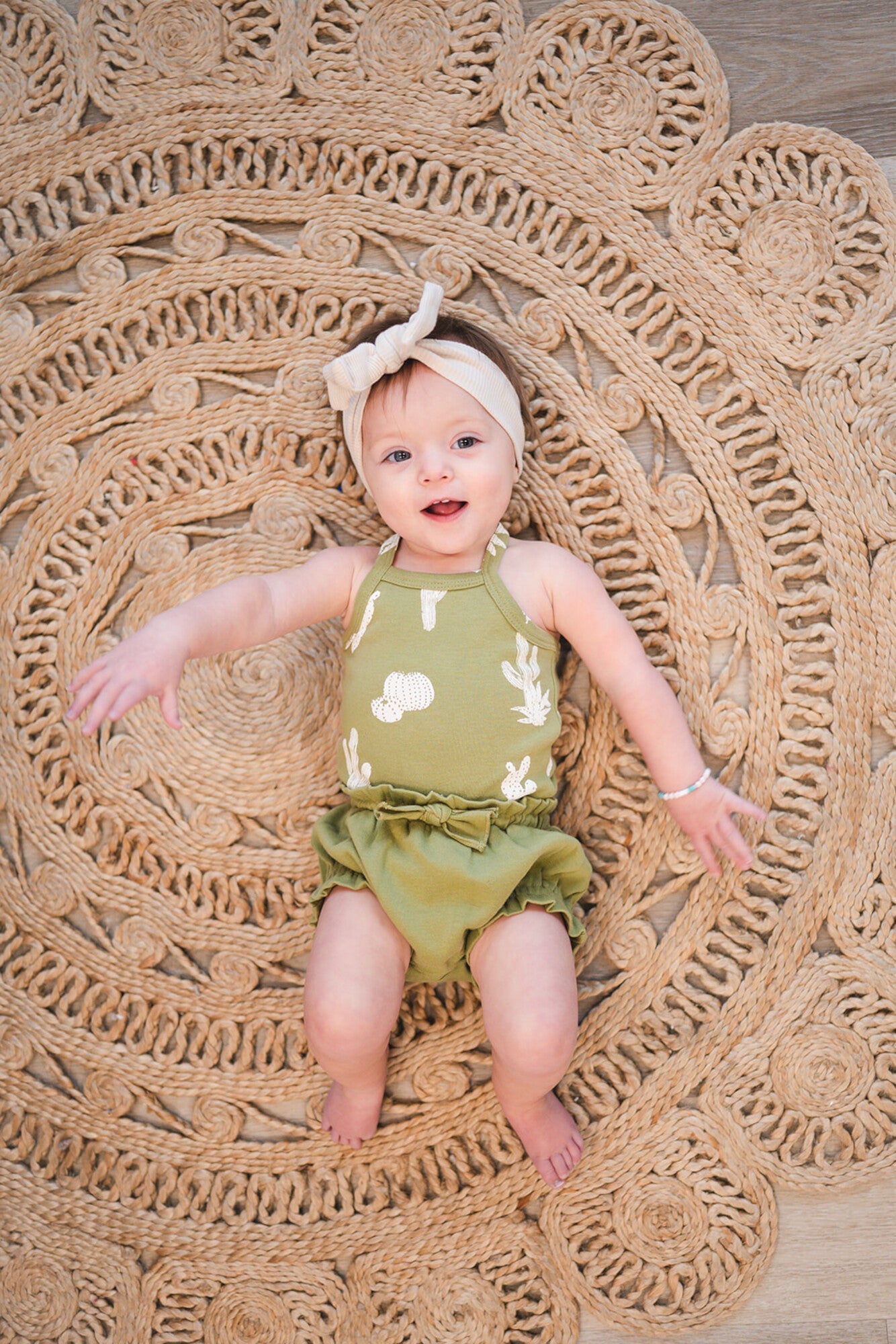 Sage Cactus - Organic Criss-Cross Bodysuit and Ruffle Bloomer Set