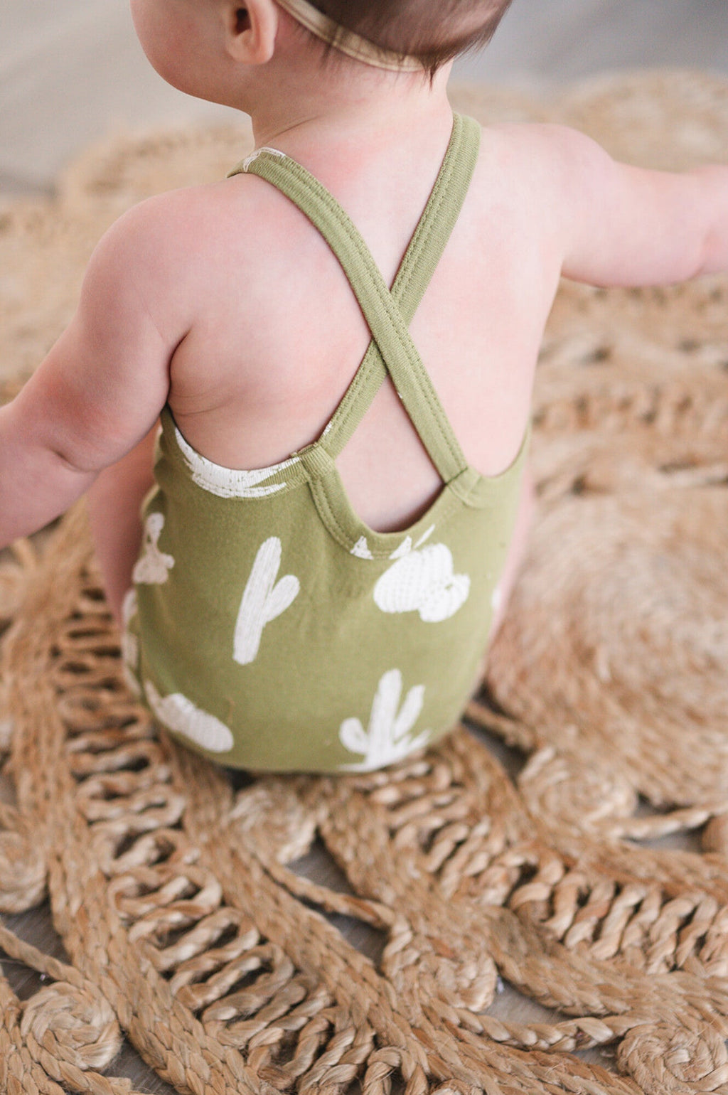 Sage Cactus - Organic Criss-Cross Bodysuit and Ruffle Bloomer Set
