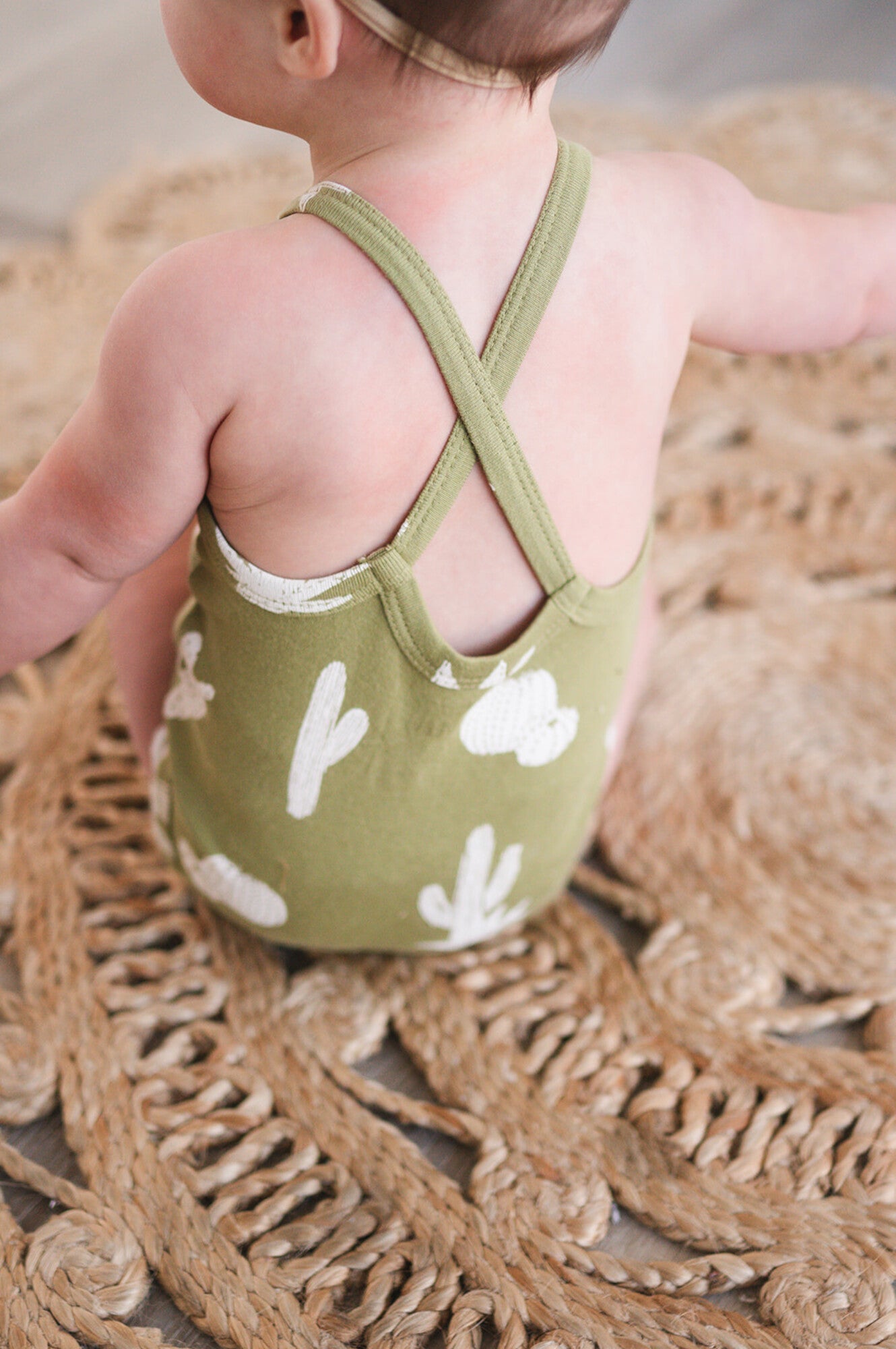 Sage Cactus - Organic Criss-Cross Bodysuit and Ruffle Bloomer Set