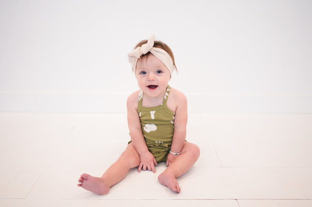 Sage Cactus - Organic Criss-Cross Bodysuit and Ruffle Bloomer Set