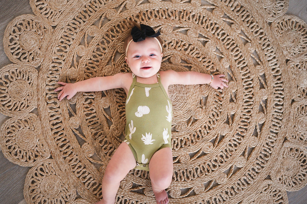Sage Cactus - Organic Criss-Cross Bodysuit and Ruffle Bloomer Set