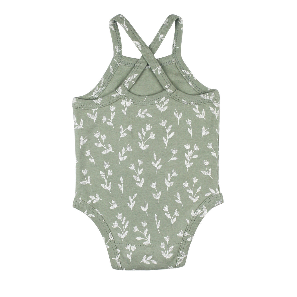 Seafoam Bloom - Organic Criss-Cross Bodysuit and Ruffle Bloomer Set